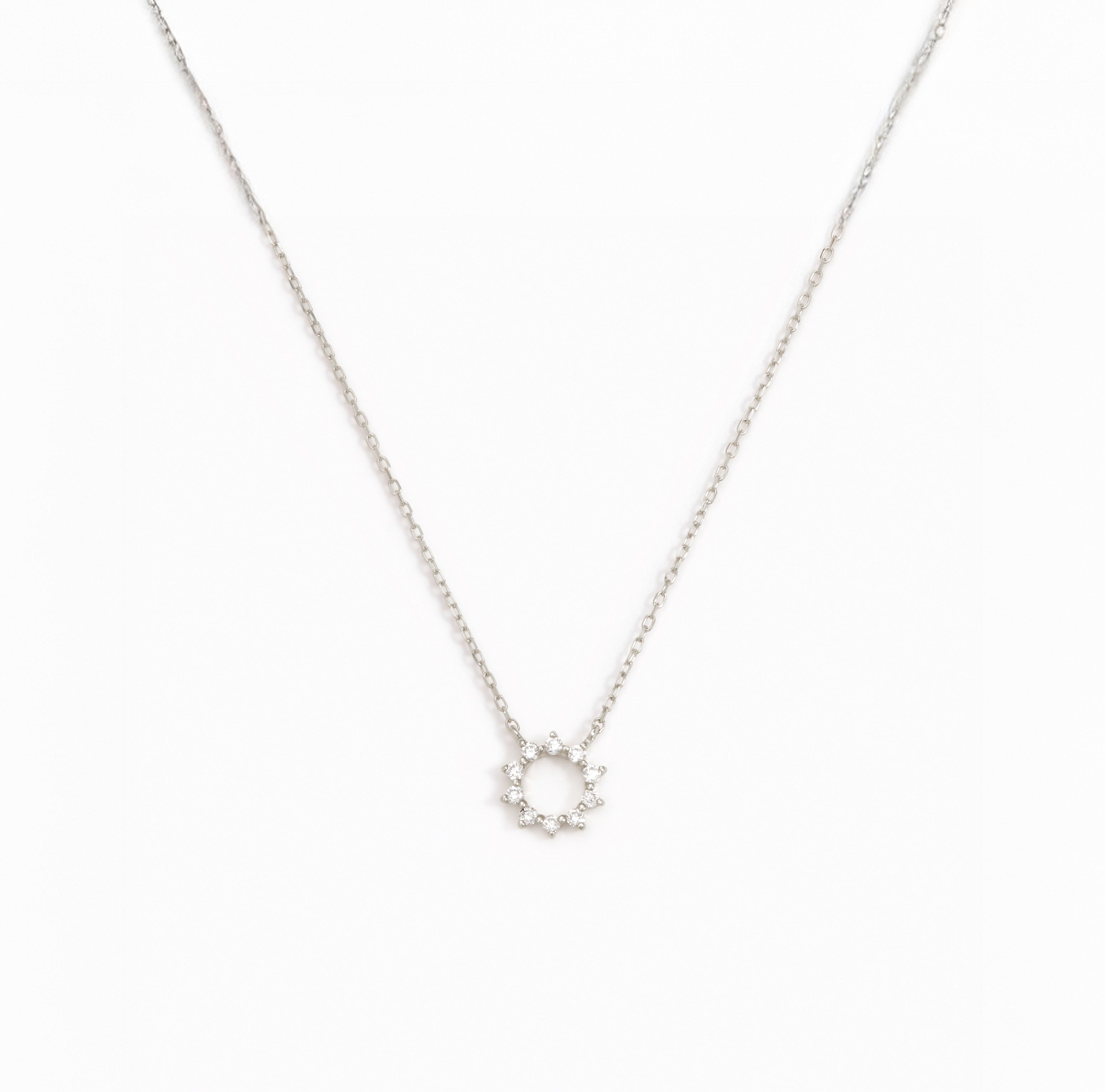 Diamond Sun Necklace White Gold - Lova