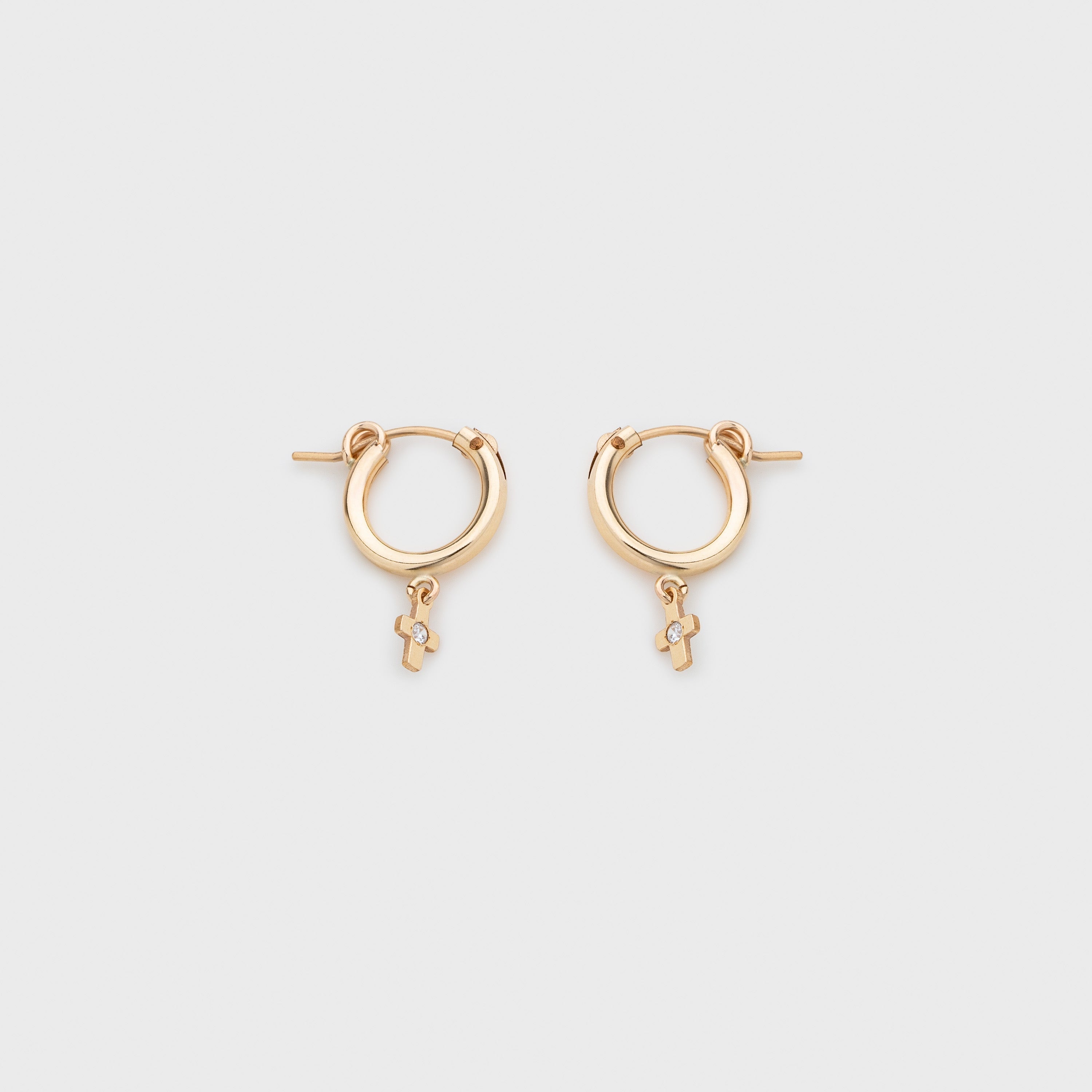 dainty cross mini hoops (13mm)