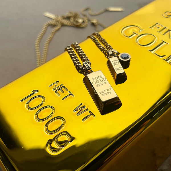 14K Gold Petite Brick Pendant Necklace