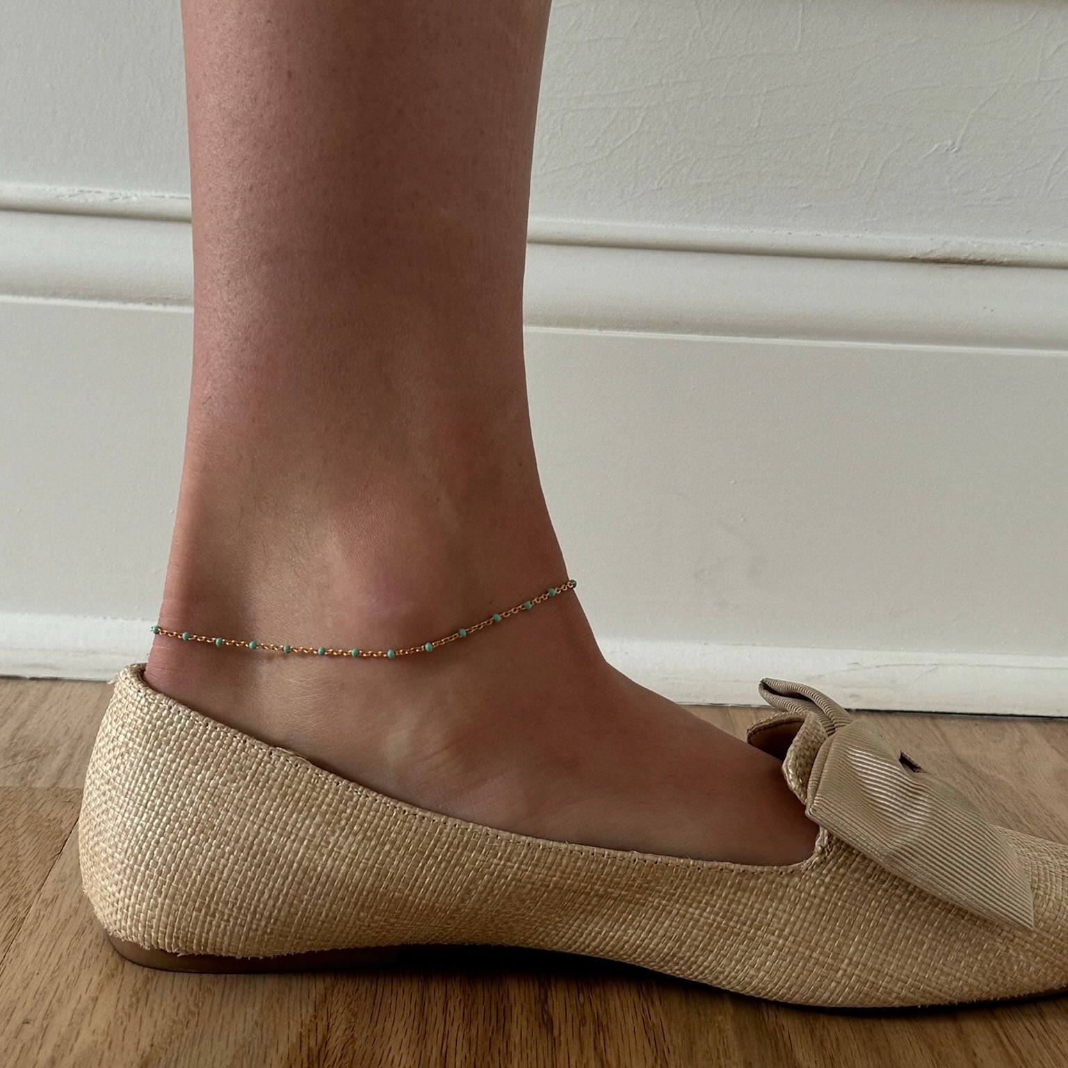 turquoise daisy anklet