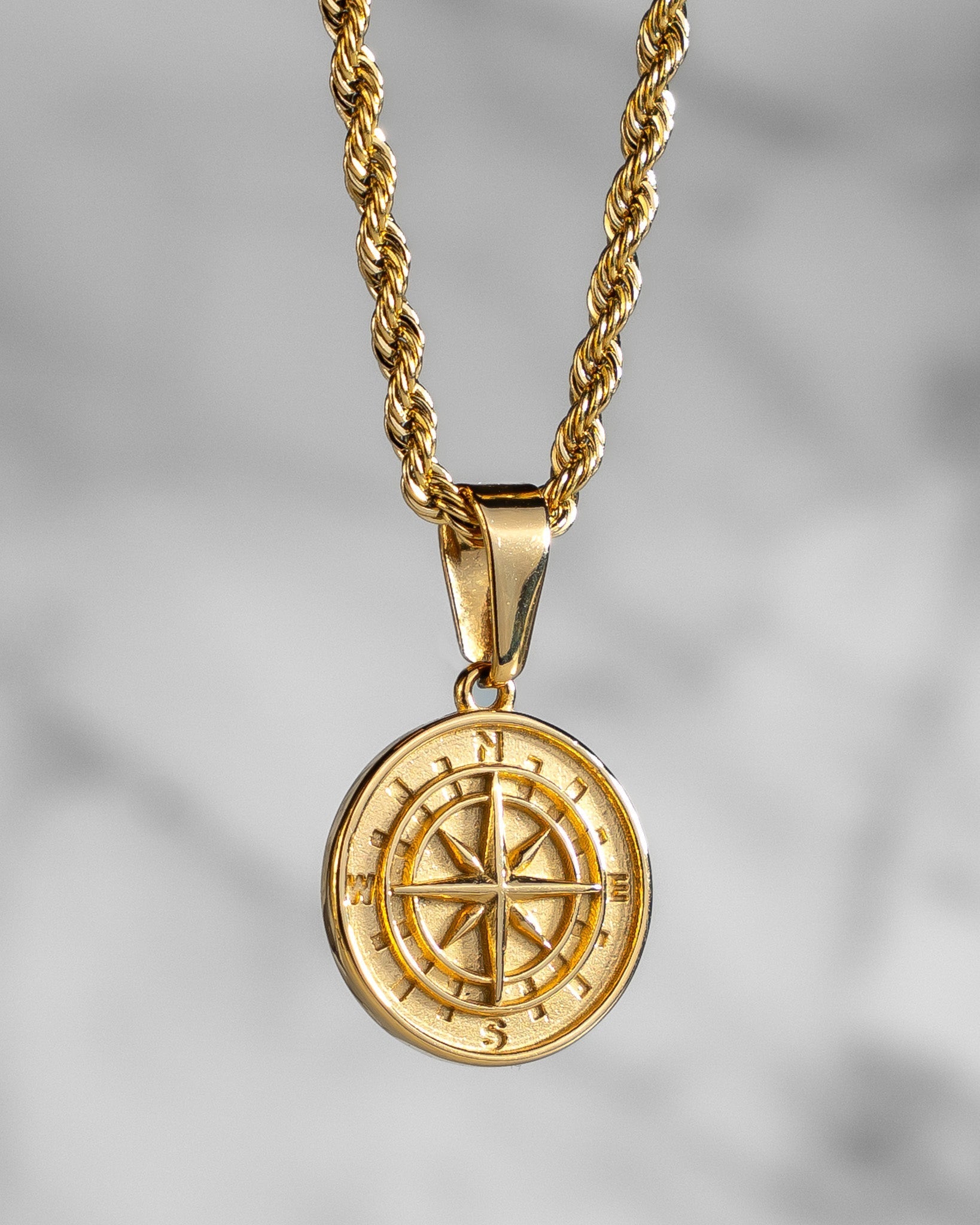 14K Gold Compass Pendant Necklace