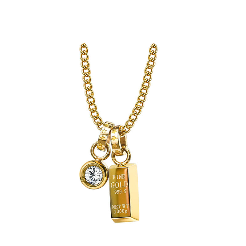 14K Gold Petite Brick Pendant Necklace