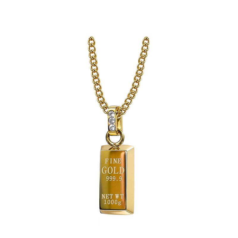 14K Gold Petite Brick Pendant Necklace
