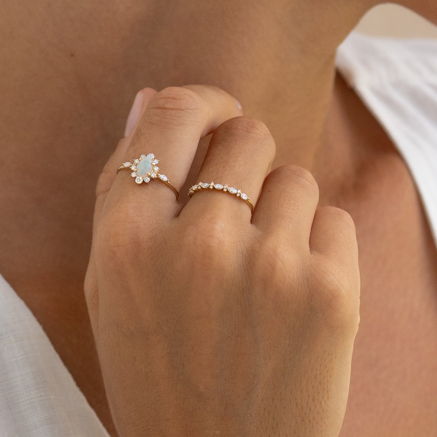 Sunburst Opal Halo Ring - Solana