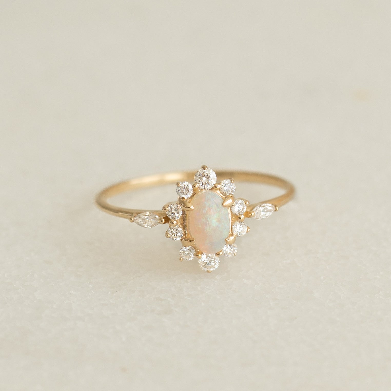 Sunburst Opal Halo Ring - Solana