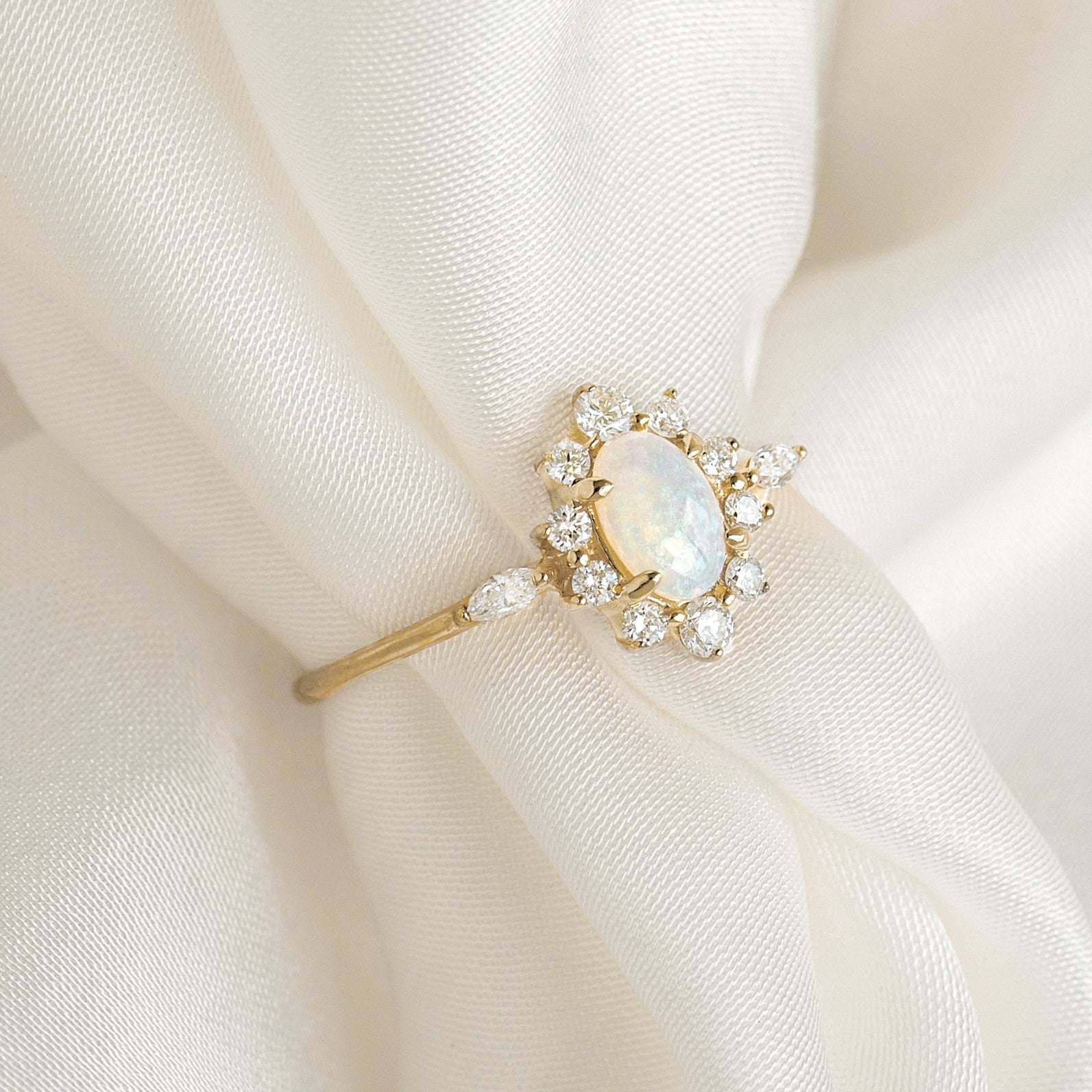 Sunburst Opal Halo Ring - Solana