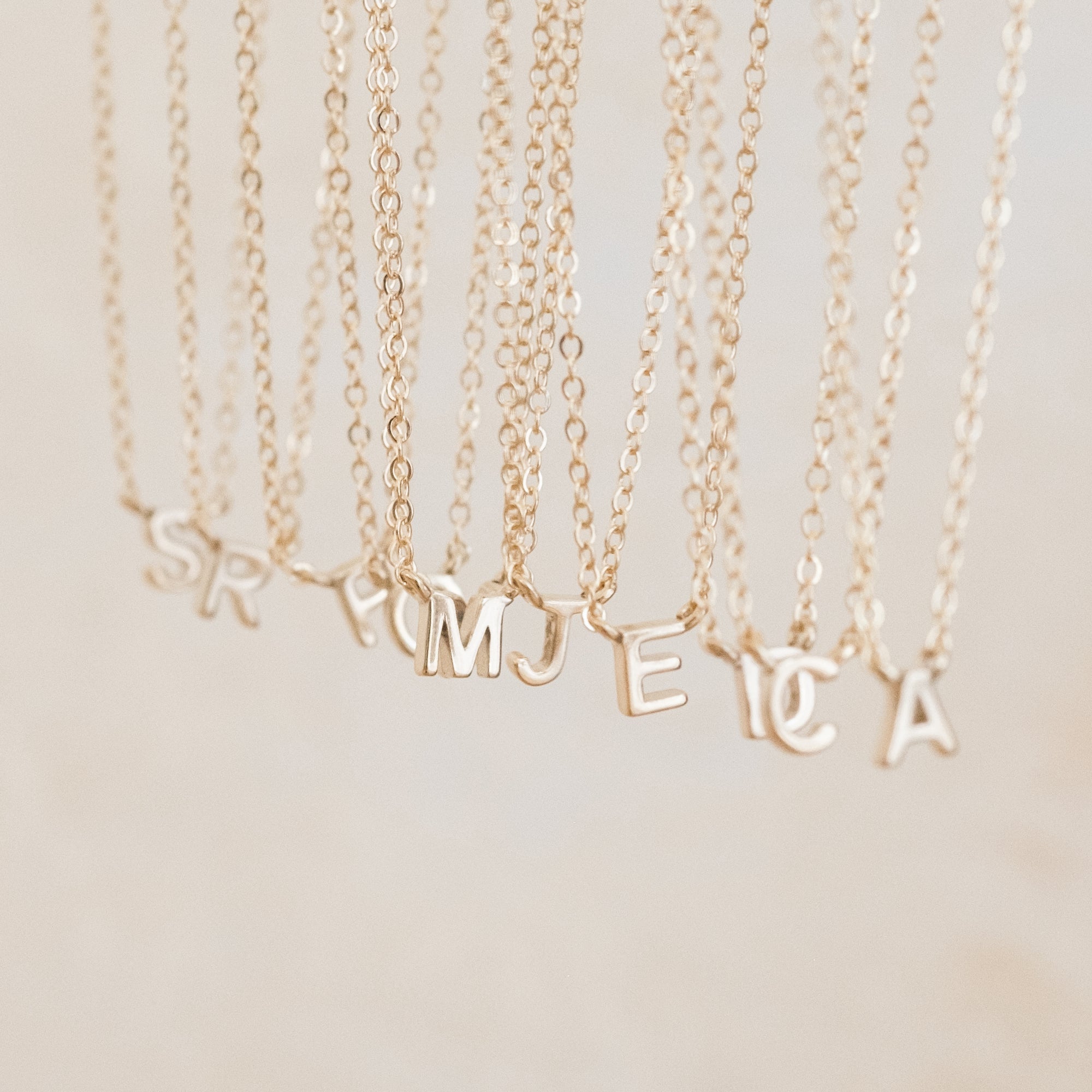 14K GOLD Tiny Initial Necklace