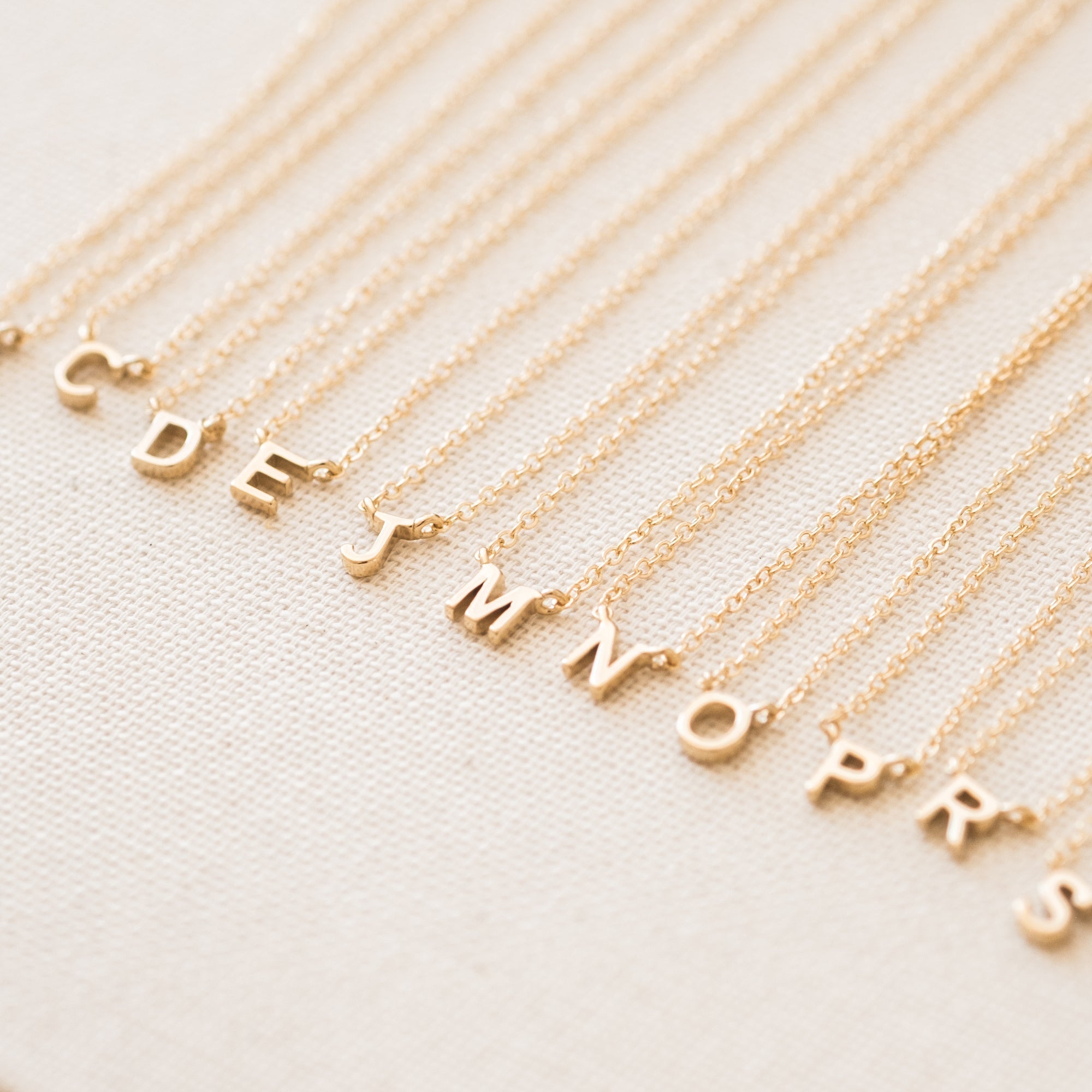 14K GOLD Tiny Initial Necklace