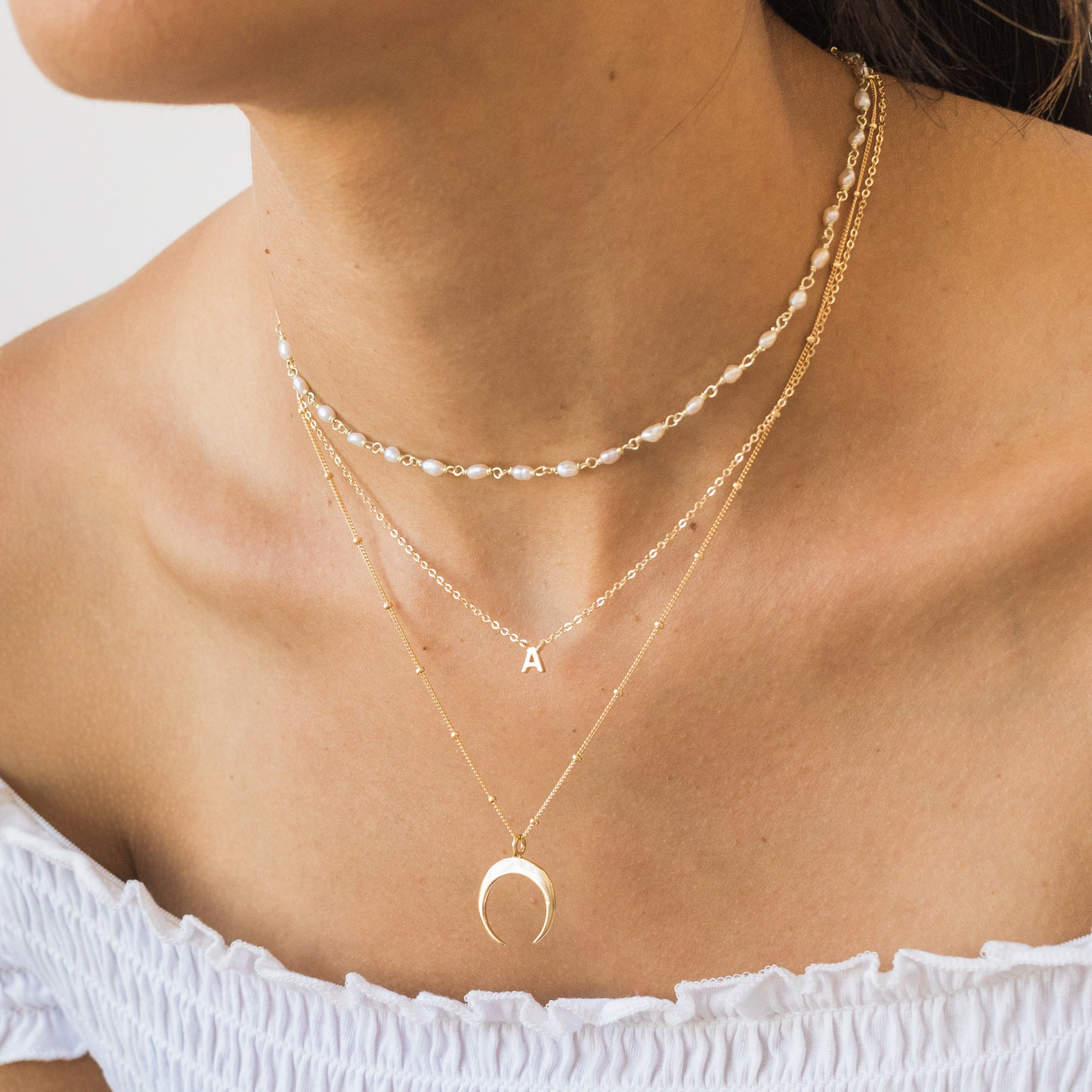 14K GOLD Tiny Initial Necklace