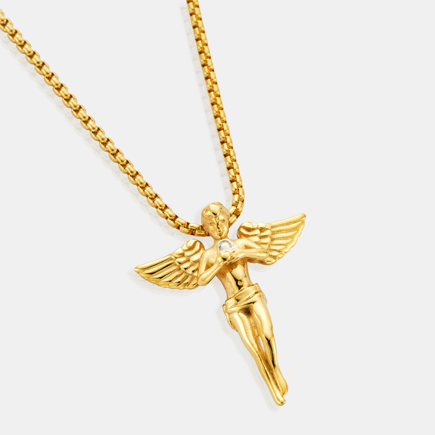 14K Gold Angel Pendant Necklace