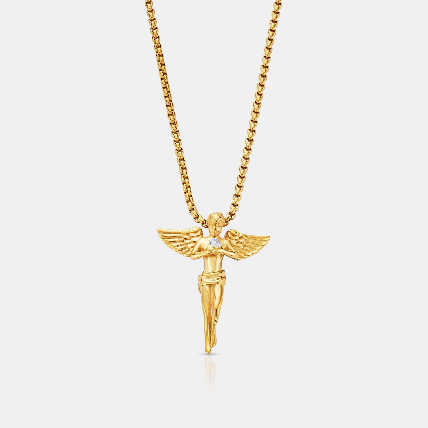 14K Gold Angel Pendant Necklace