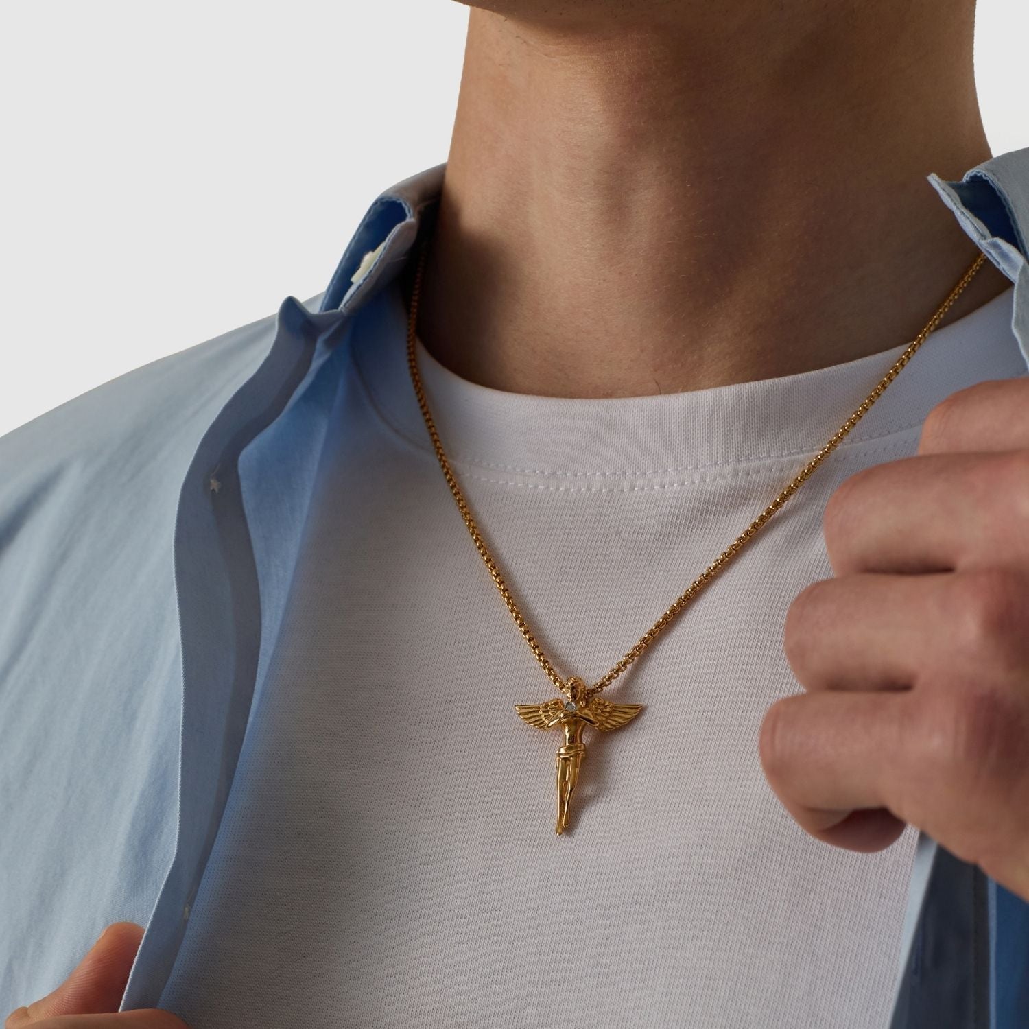 14K Gold Angel Pendant Necklace