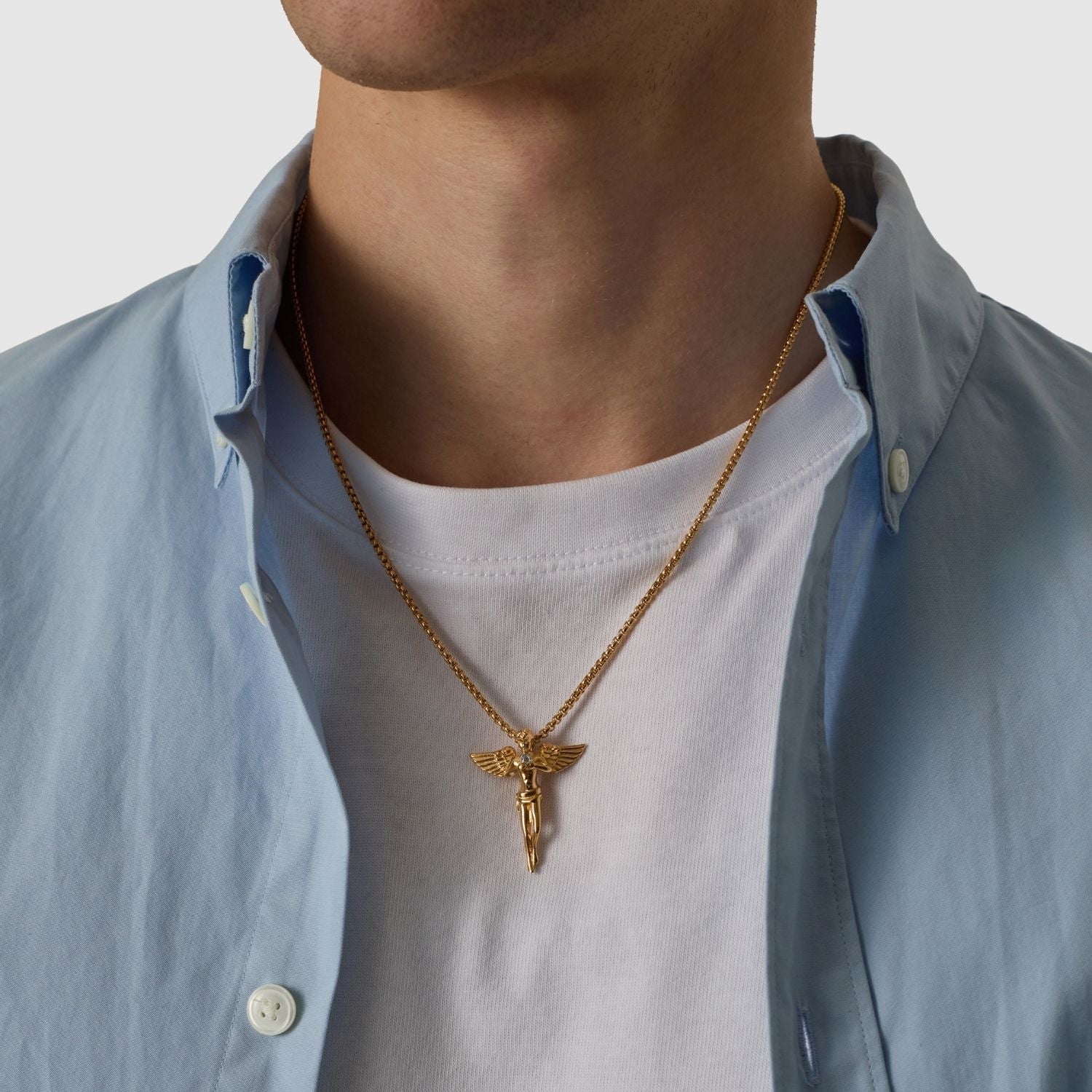 14K Gold Angel Pendant Necklace