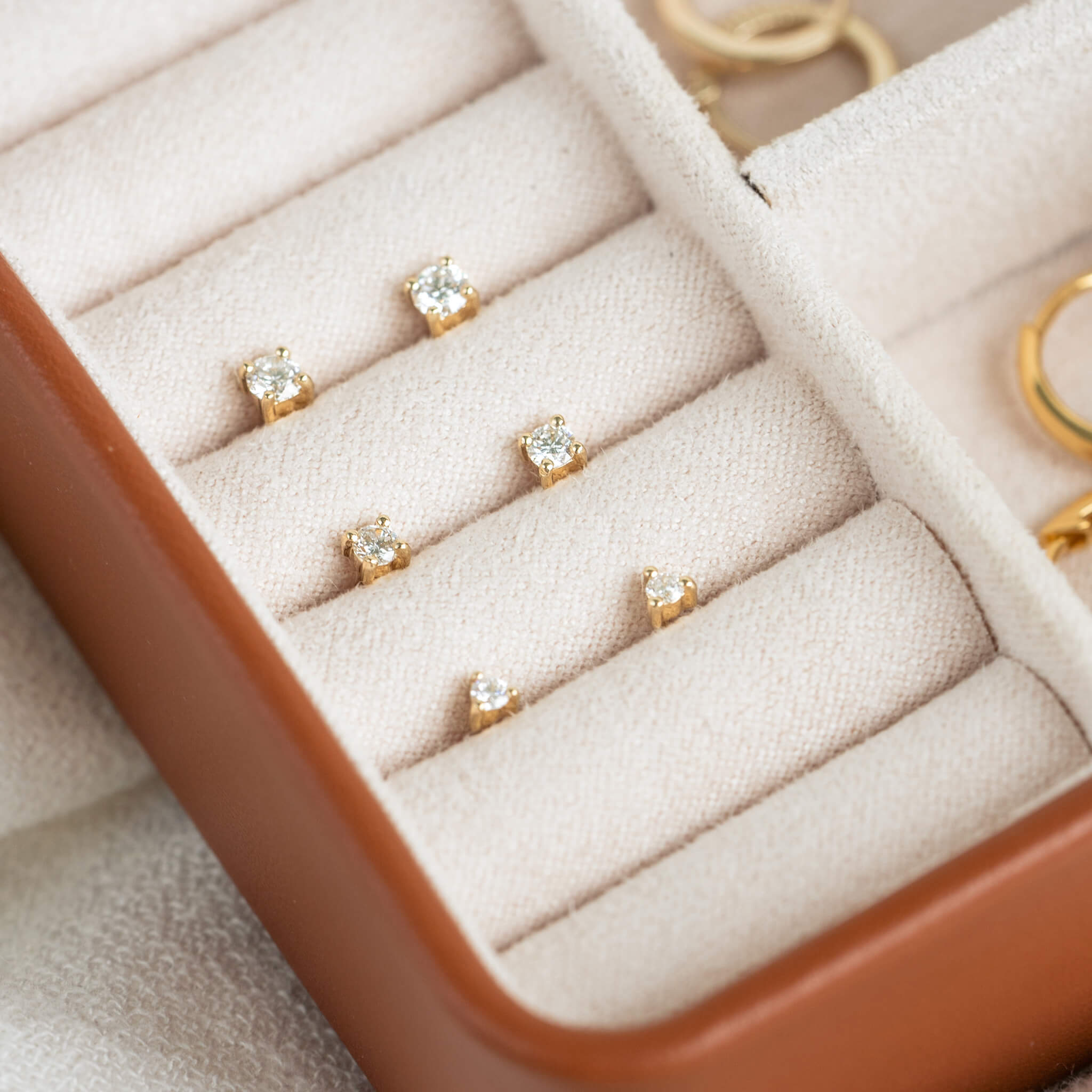 14k Yellow Gold Diamond Stud Earrings 2mm - Aria