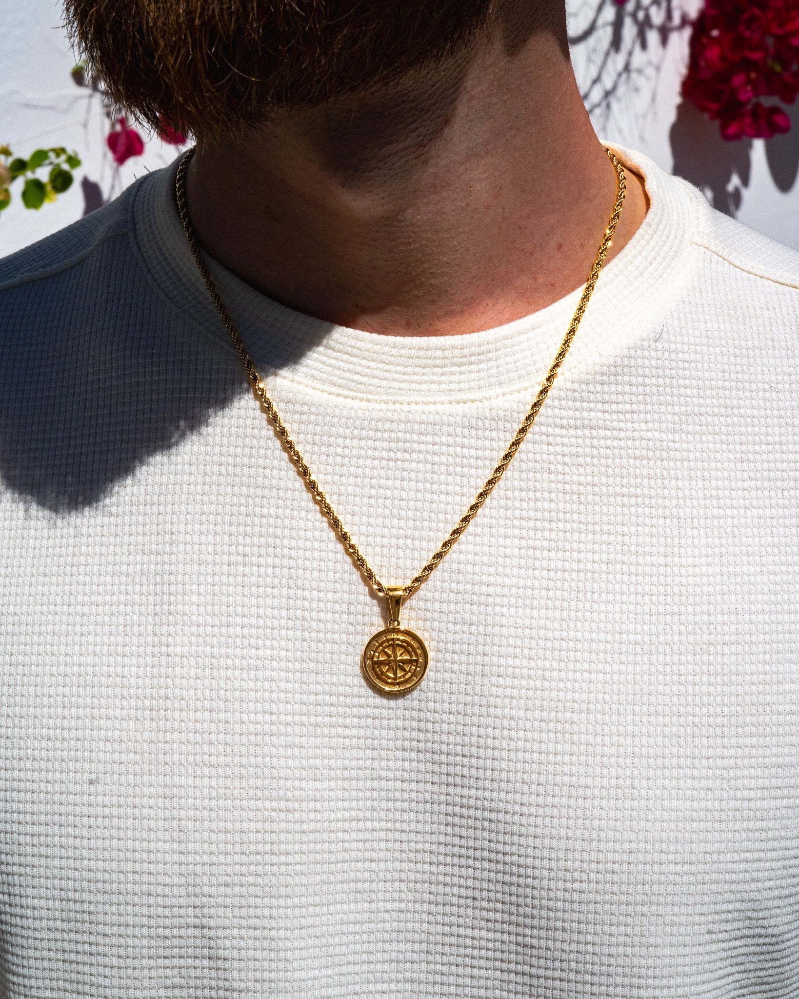 14K Gold Compass Pendant Necklace