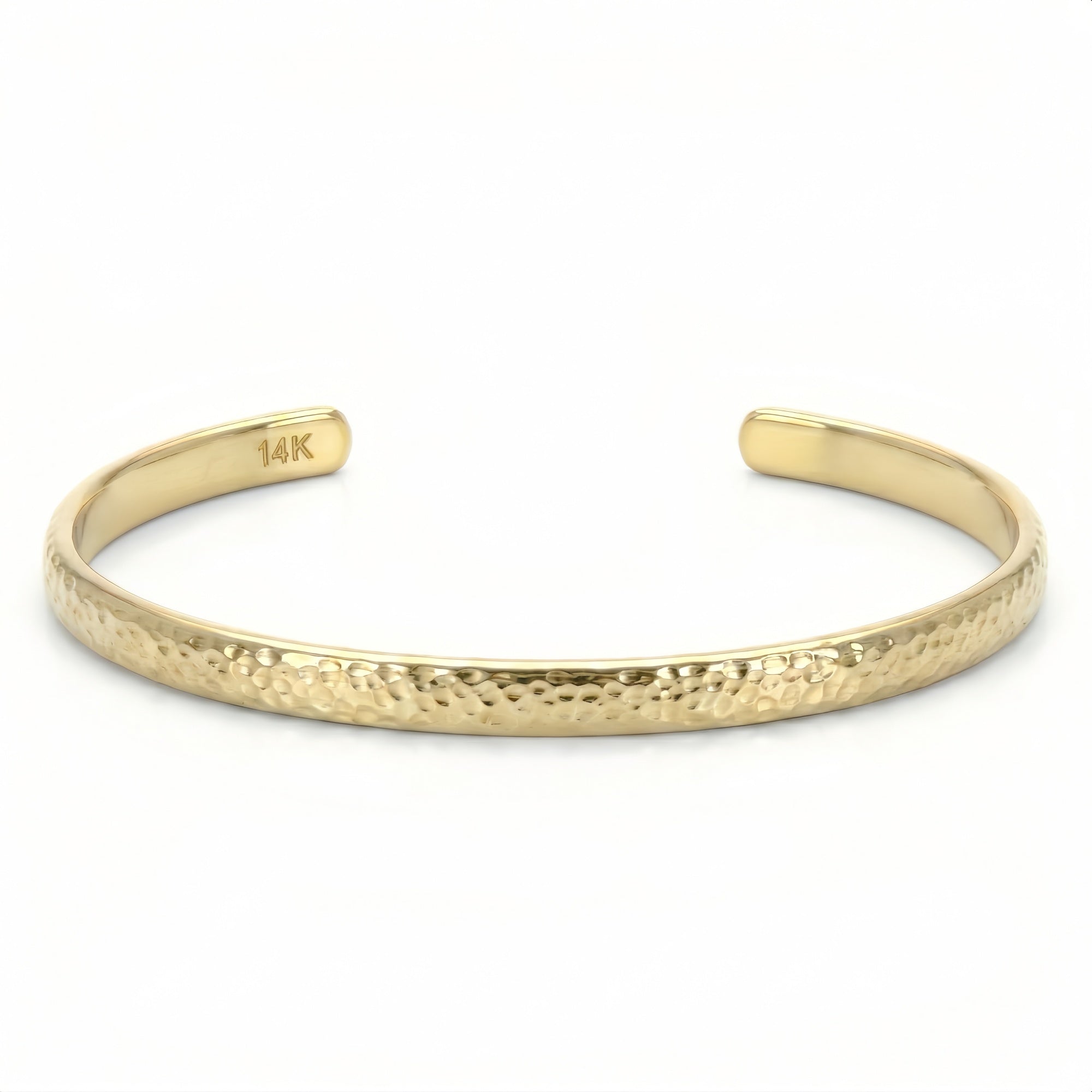 14K Gold Elara Hammered Cuff Bracelet