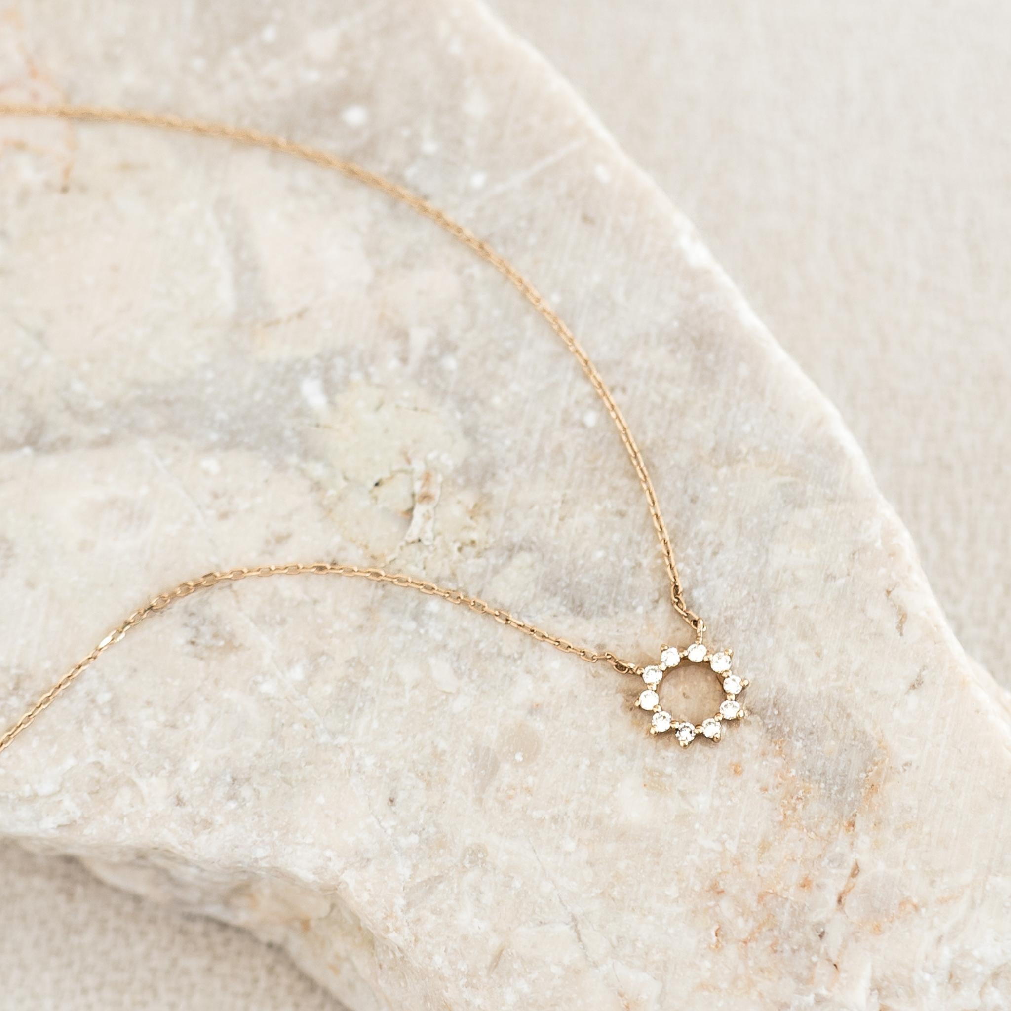 Diamond Sun Necklace 14k Gold - Lova