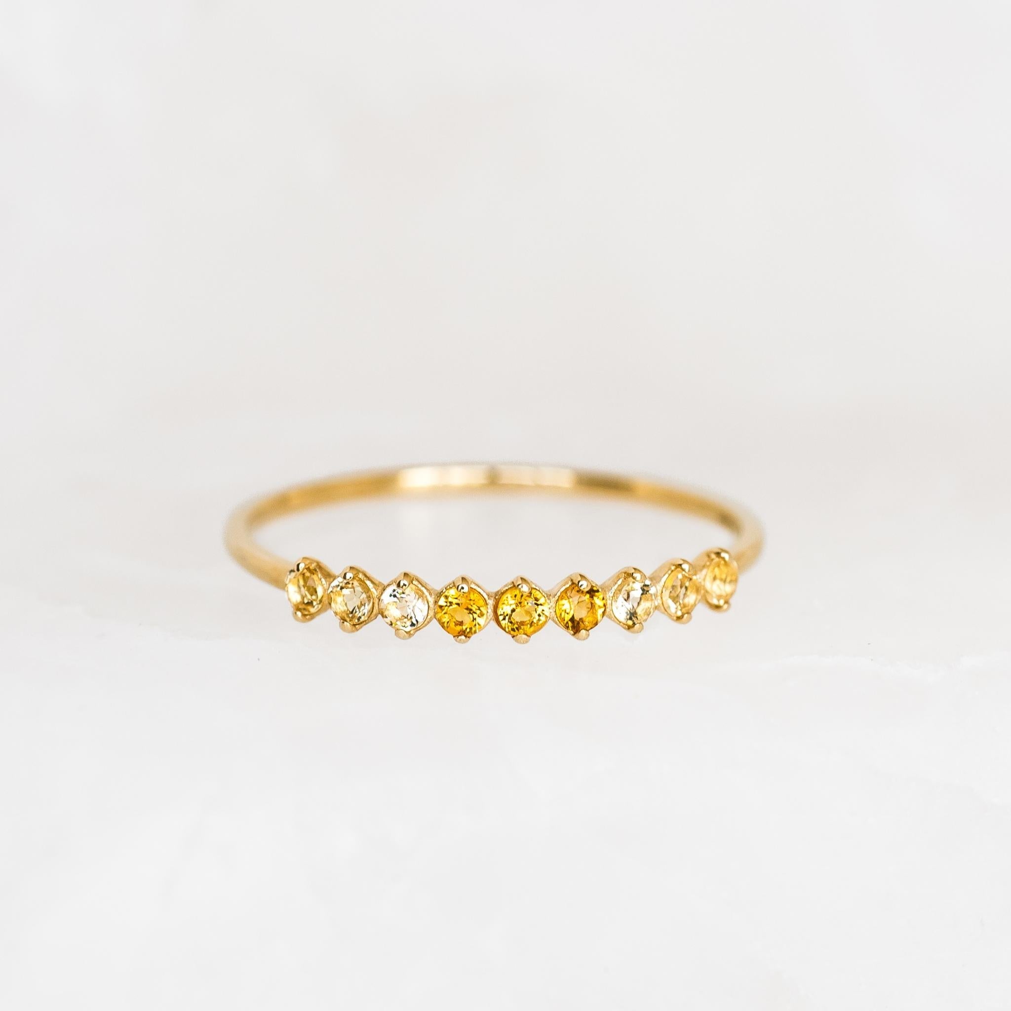 November Birthstone Ring 14k Gold - Ombre Citrine