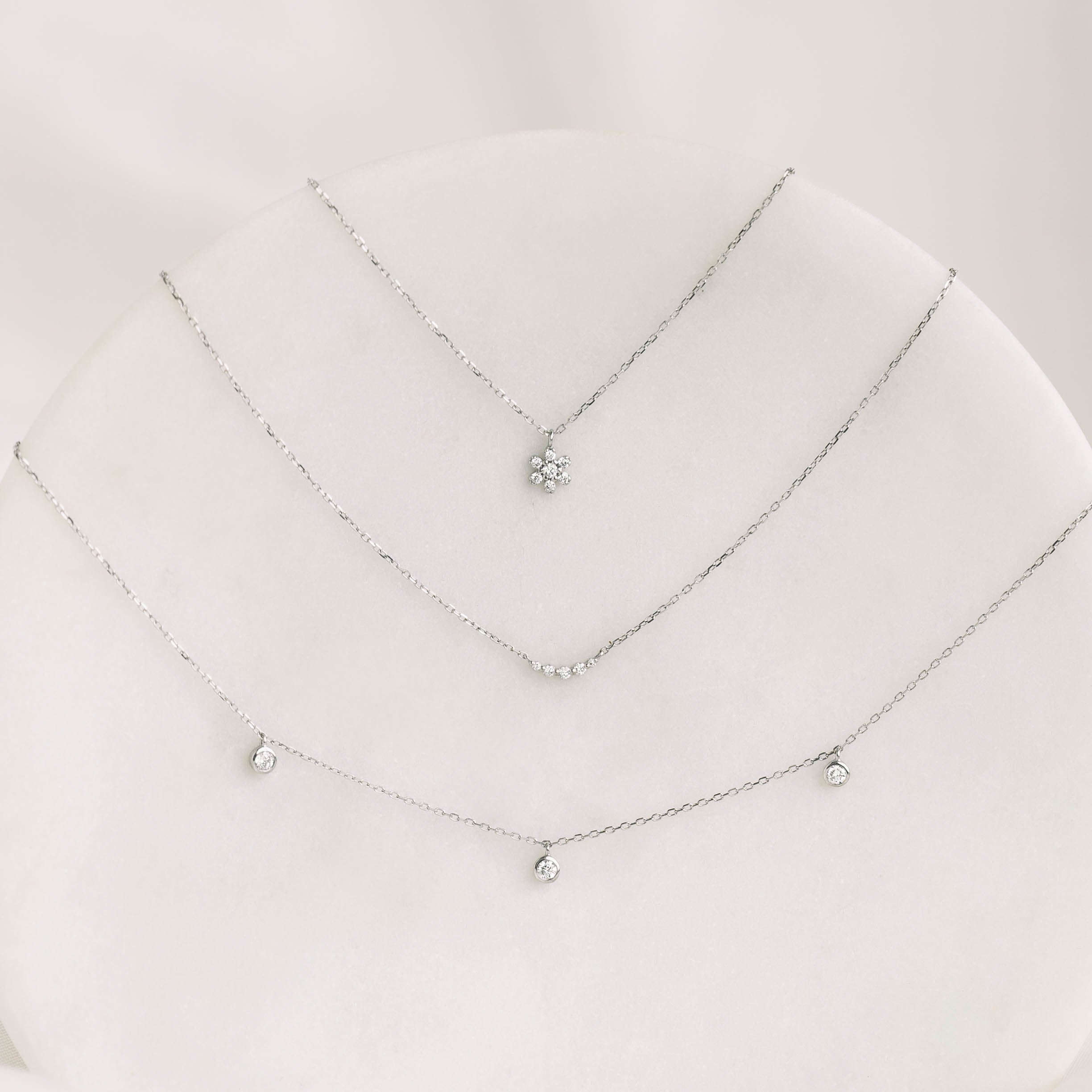 Diamond Curved Bar Necklace White Gold - Jemma