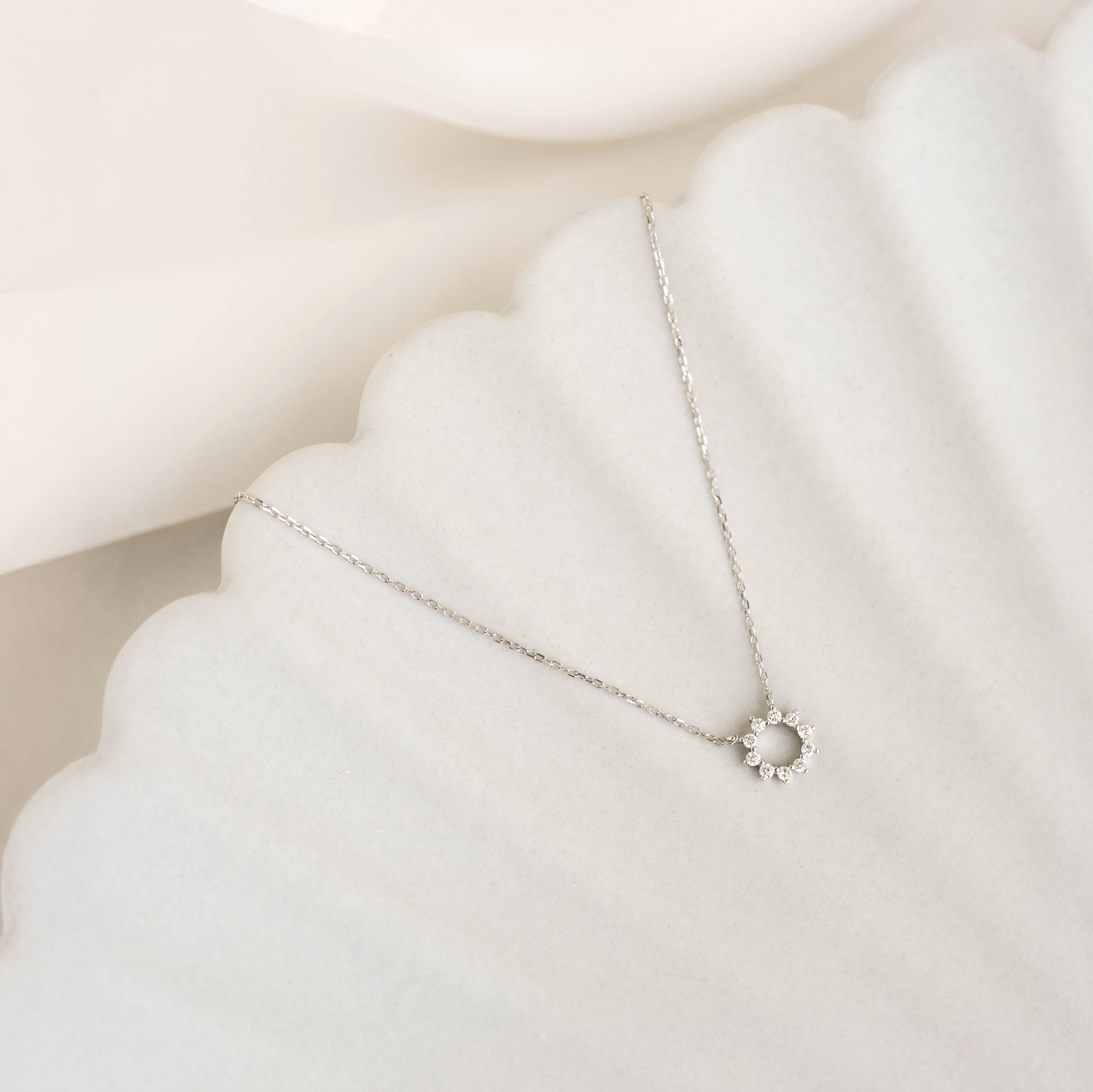 Diamond Sun Necklace White Gold - Lova