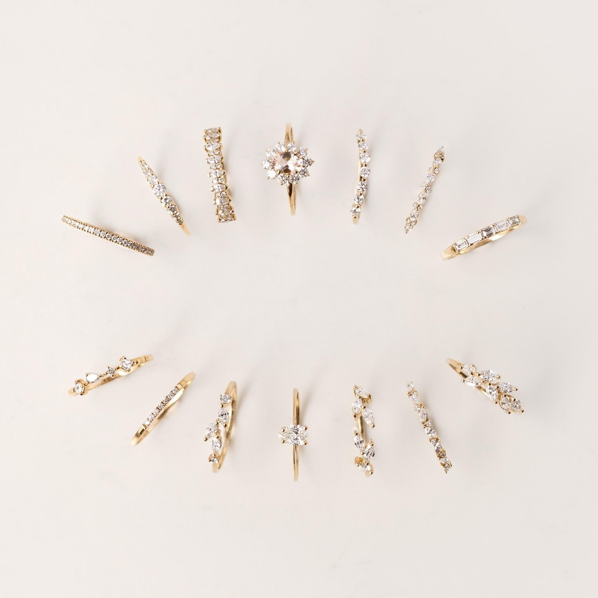 Diamond Leaf Ring 14k Gold - Freya