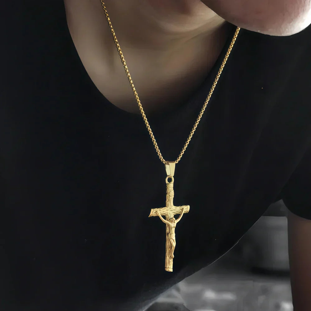 14K Gold Lamb of God Cross Necklace