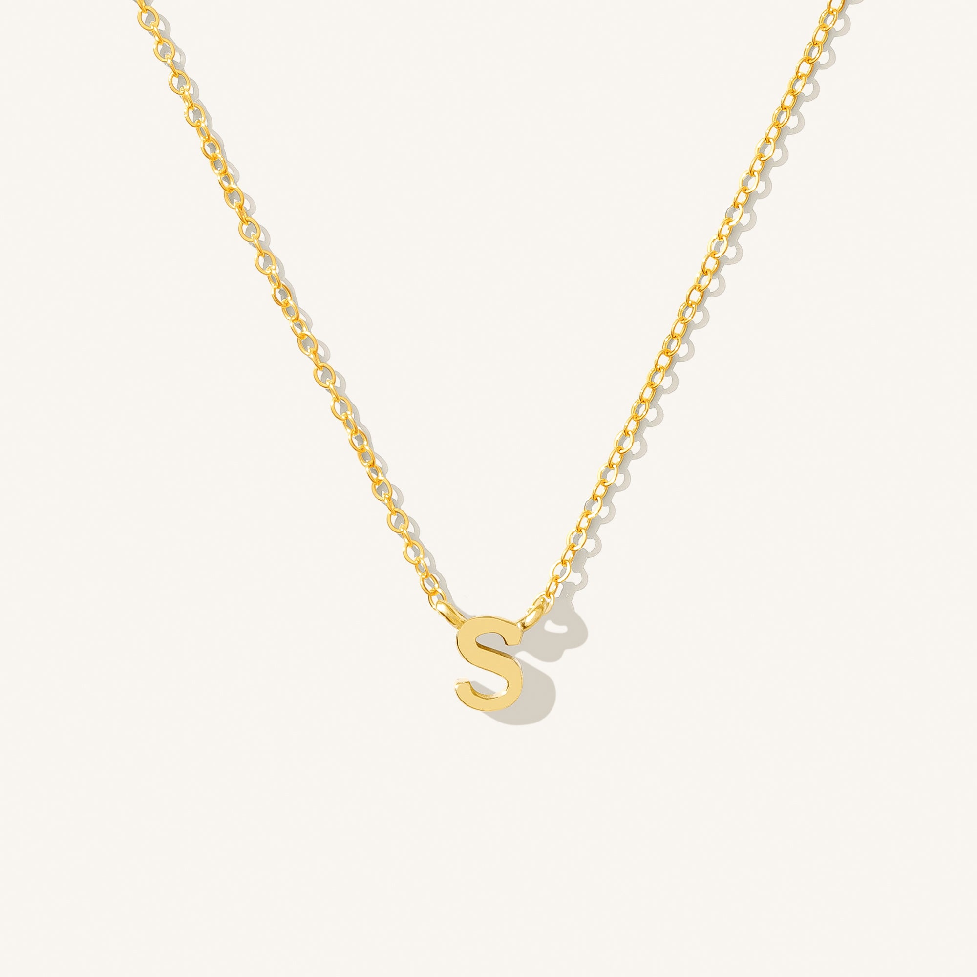 14K GOLD Tiny Initial Necklace