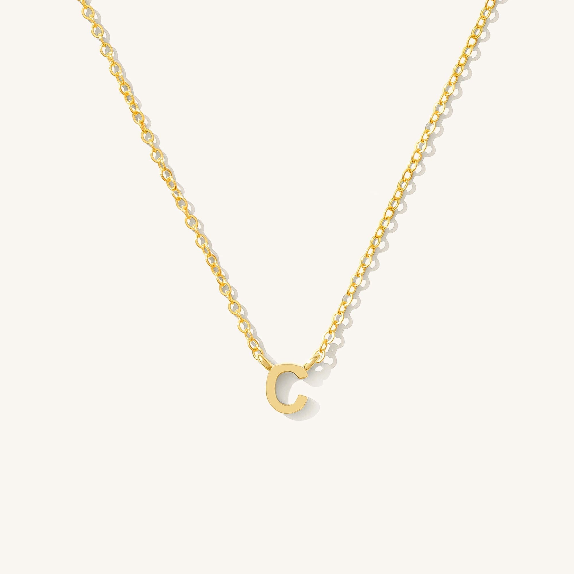 14K GOLD Tiny Initial Necklace