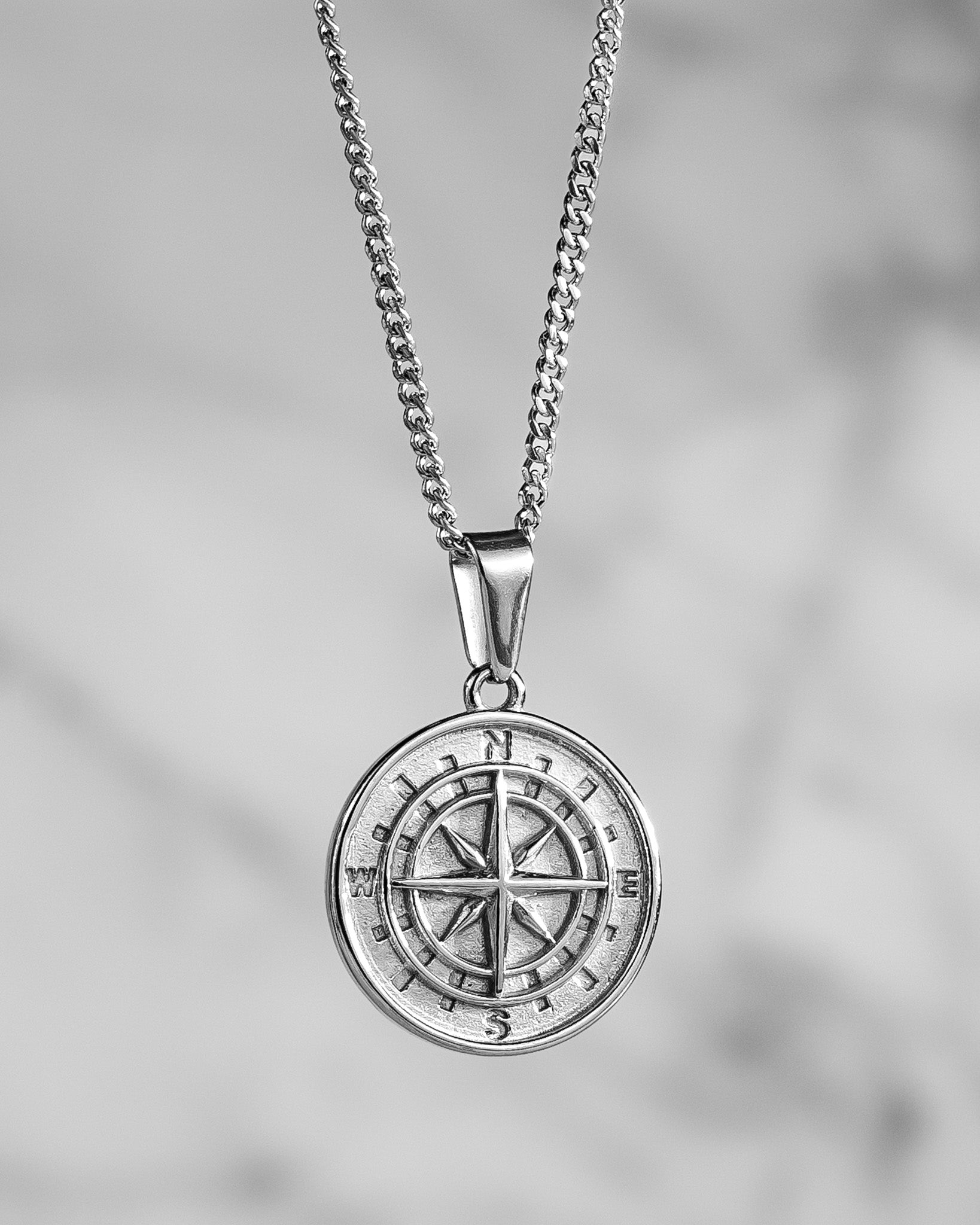 14K Gold Compass Pendant Necklace