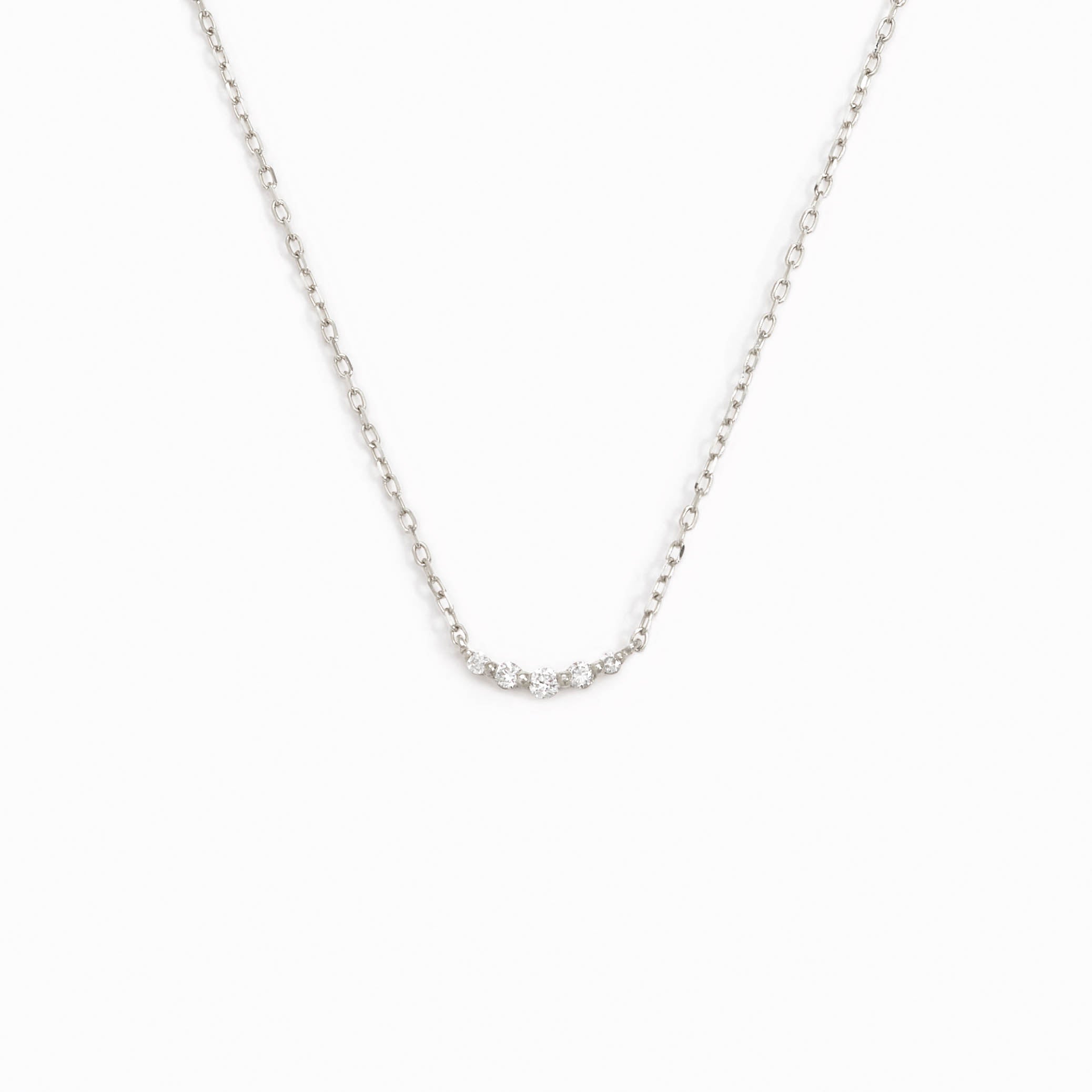 Diamond Curved Bar Necklace White Gold - Jemma