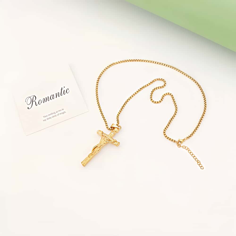 14K Gold Lamb of God Cross Necklace