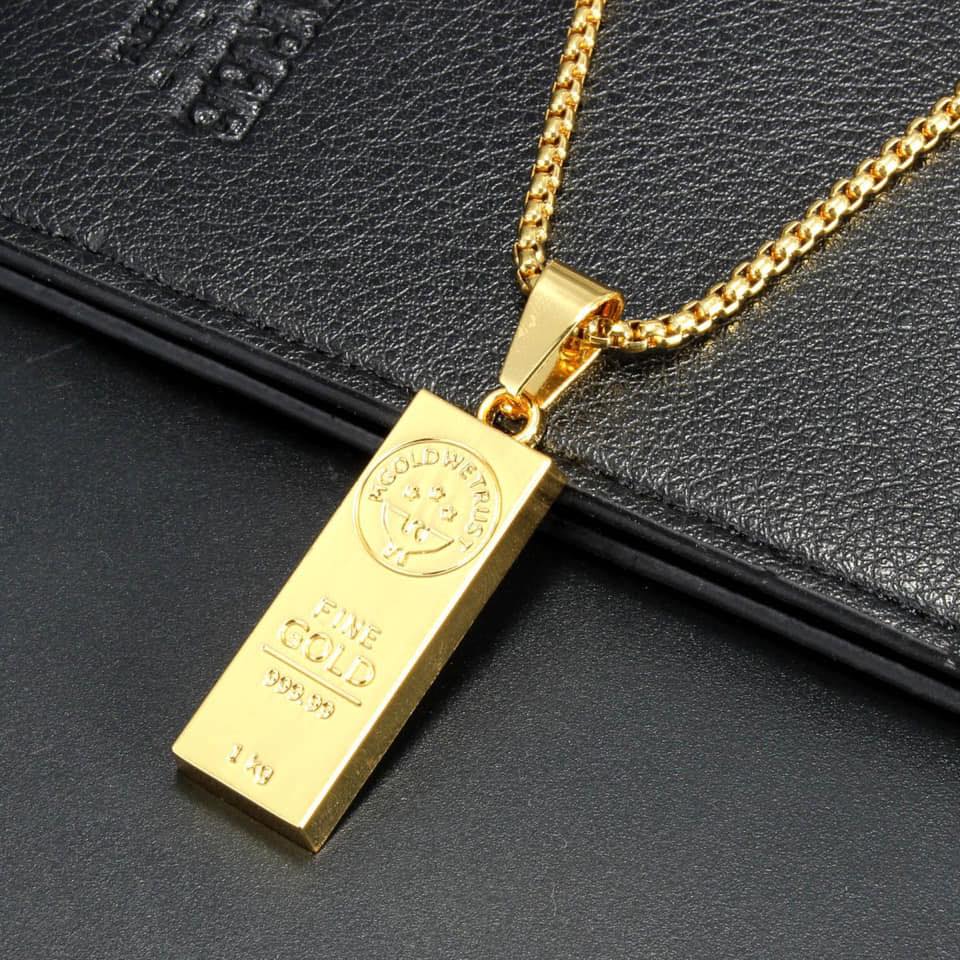 14k Gold Bar Pendant Necklace
