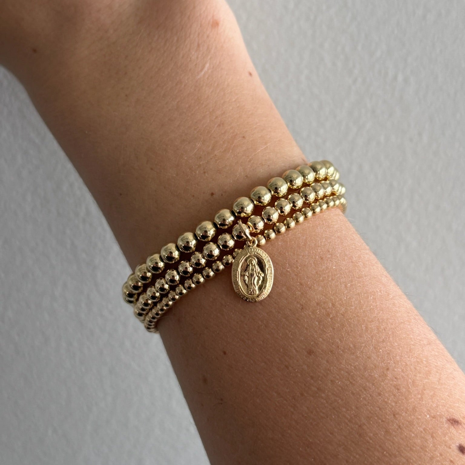 blessed mary juno bracelet triple stack (3+4+5mm)