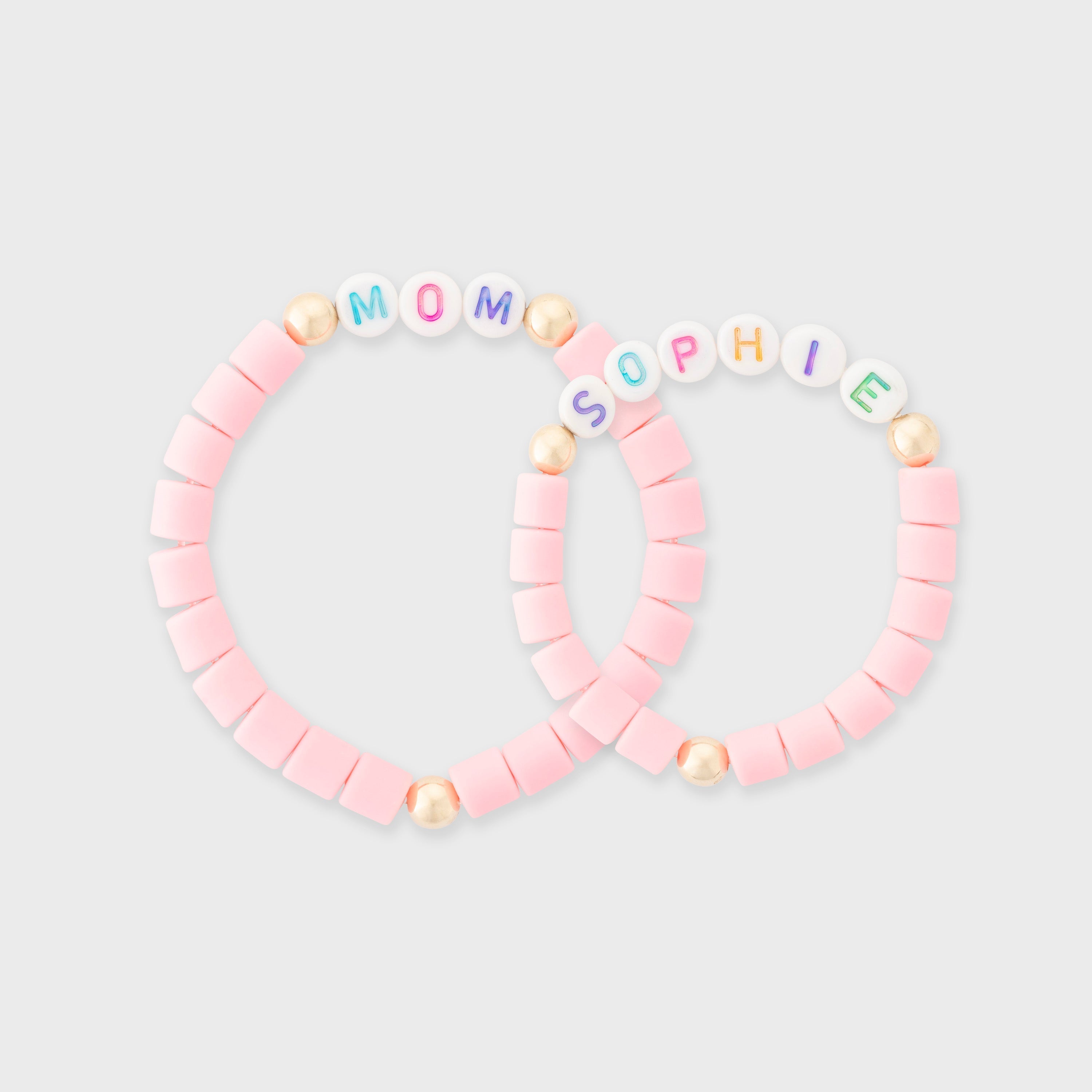 mommy + me custom pink bracelets