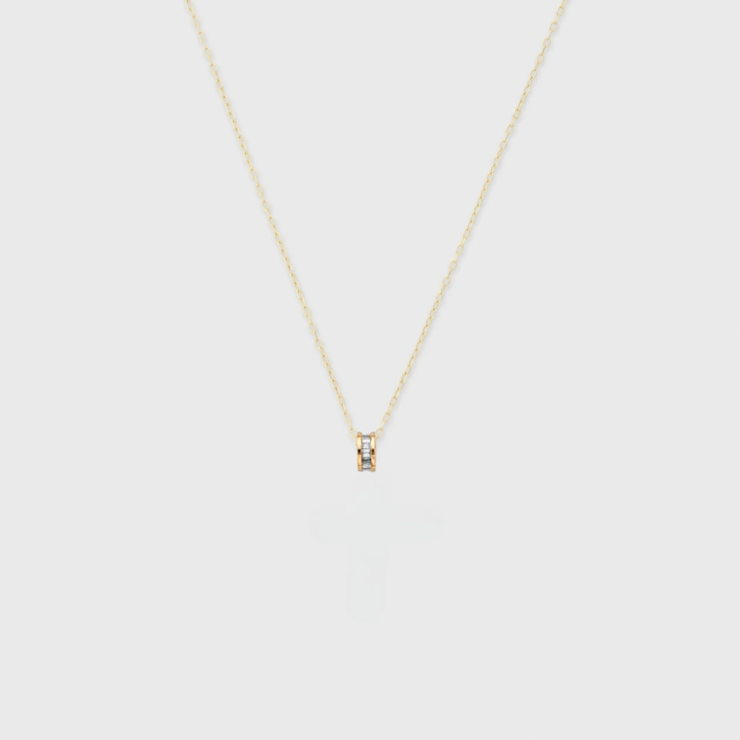 14k baguette slider necklace