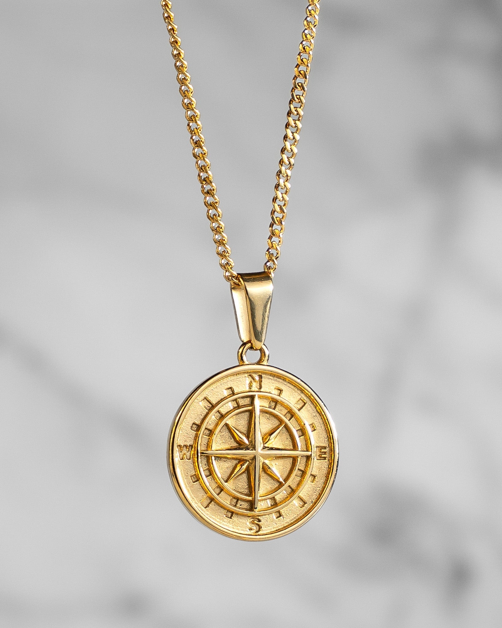 14K Gold Compass Pendant Necklace