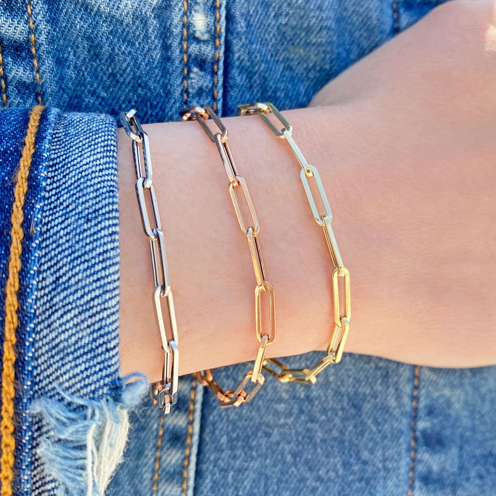 14K Paper Clip Chain Bracelet