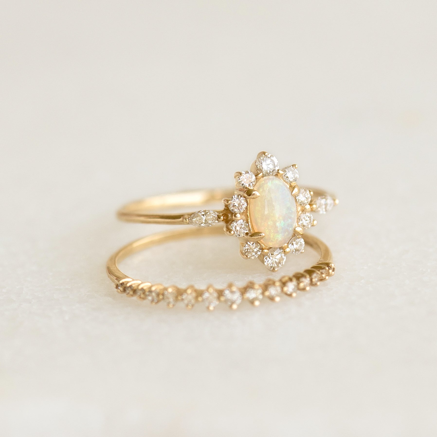Sunburst Opal Halo Ring - Solana
