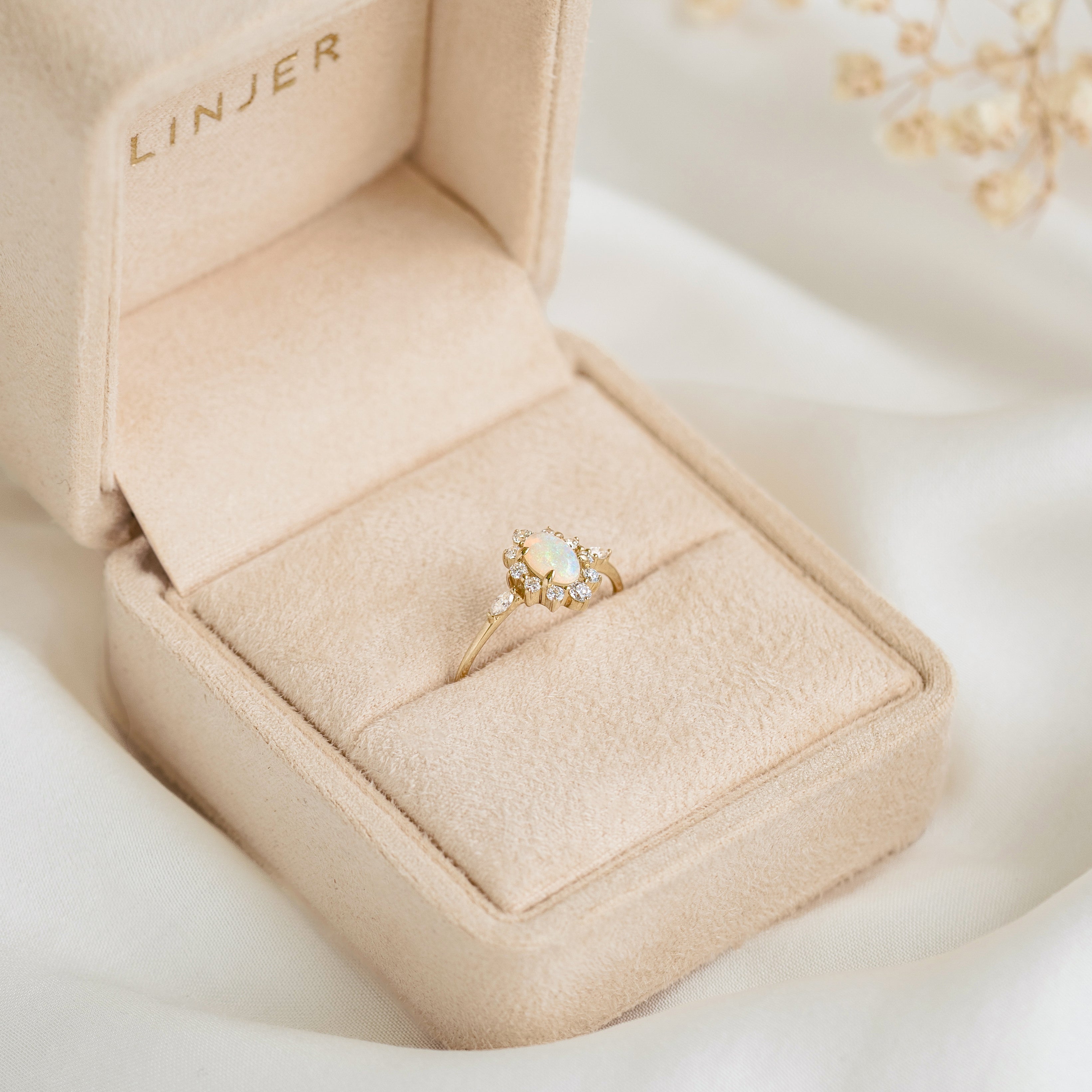 Sunburst Opal Halo Ring - Solana