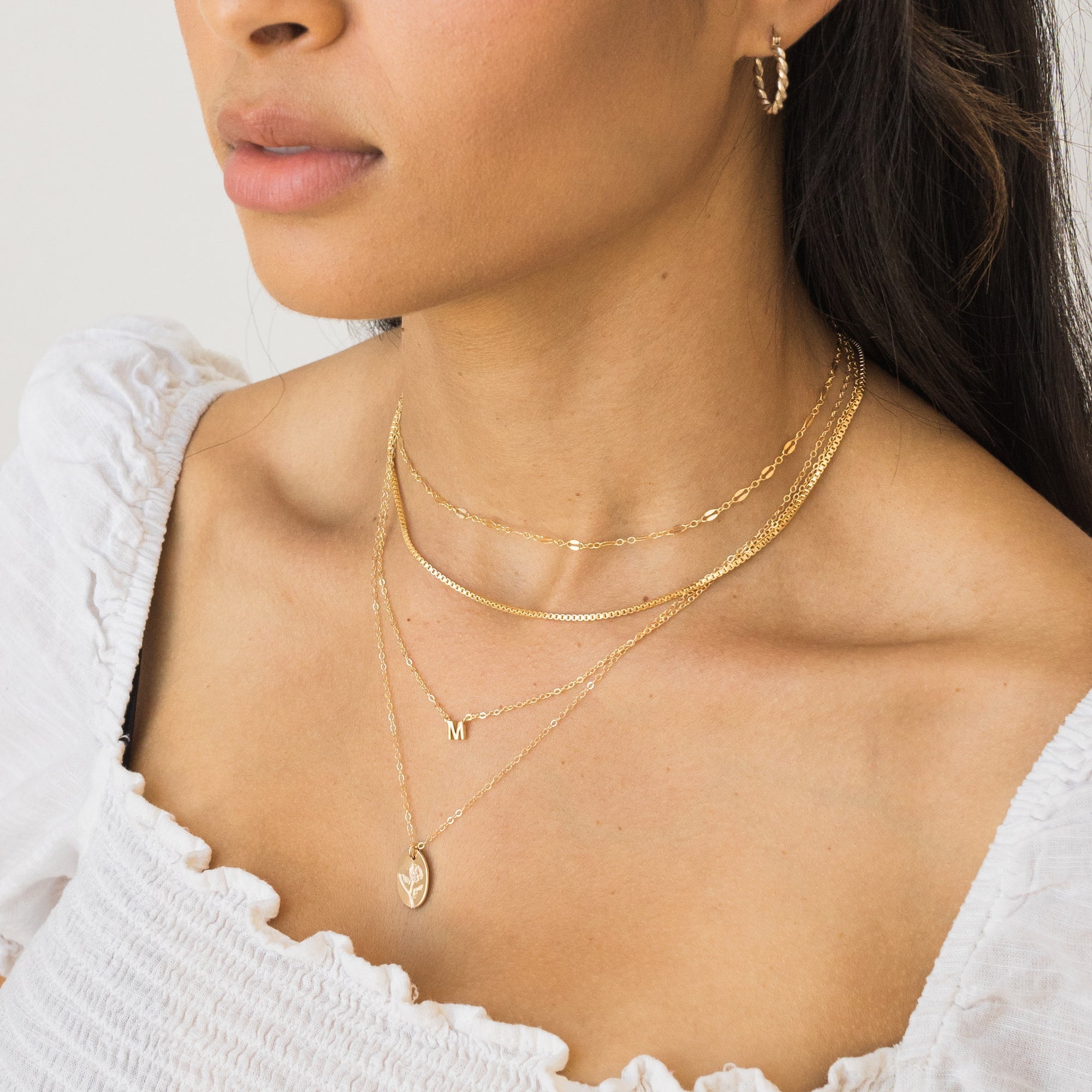 14K GOLD Tiny Initial Necklace