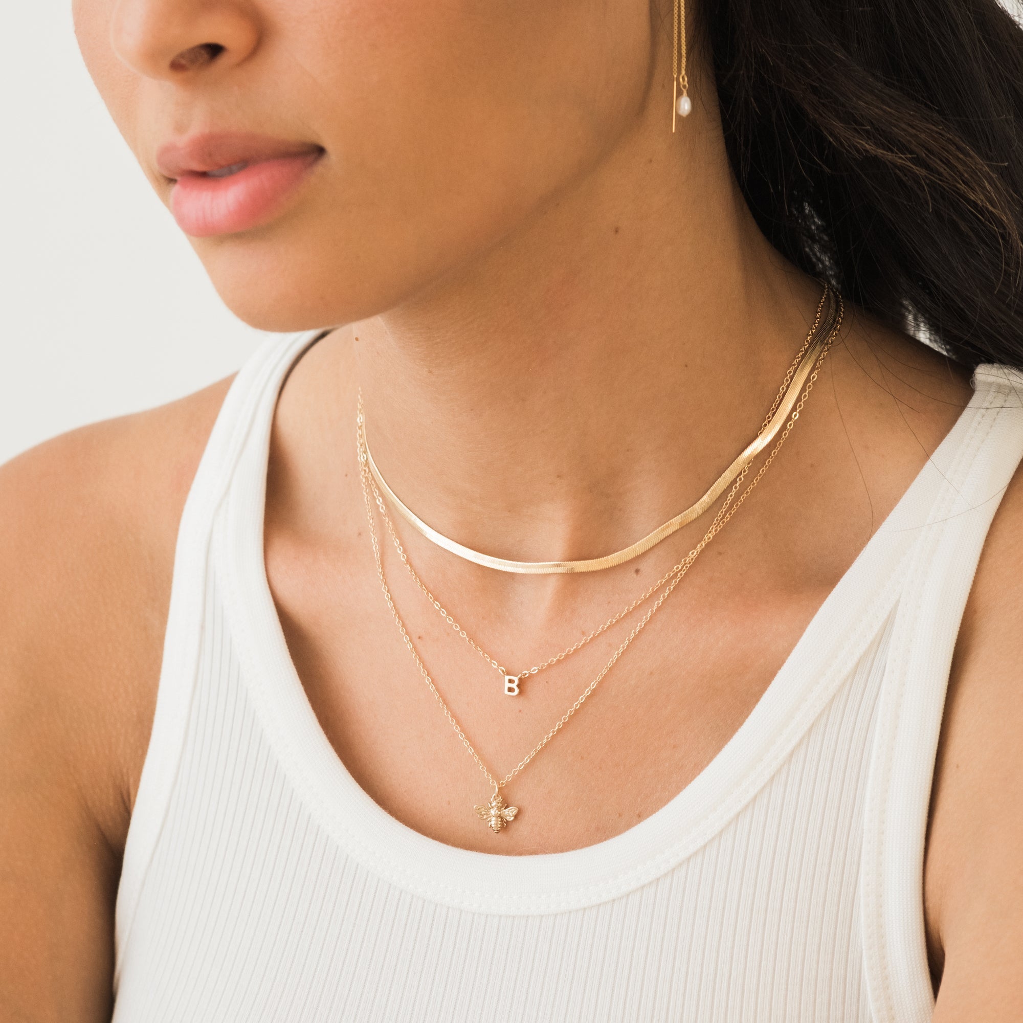 14K GOLD Tiny Initial Necklace