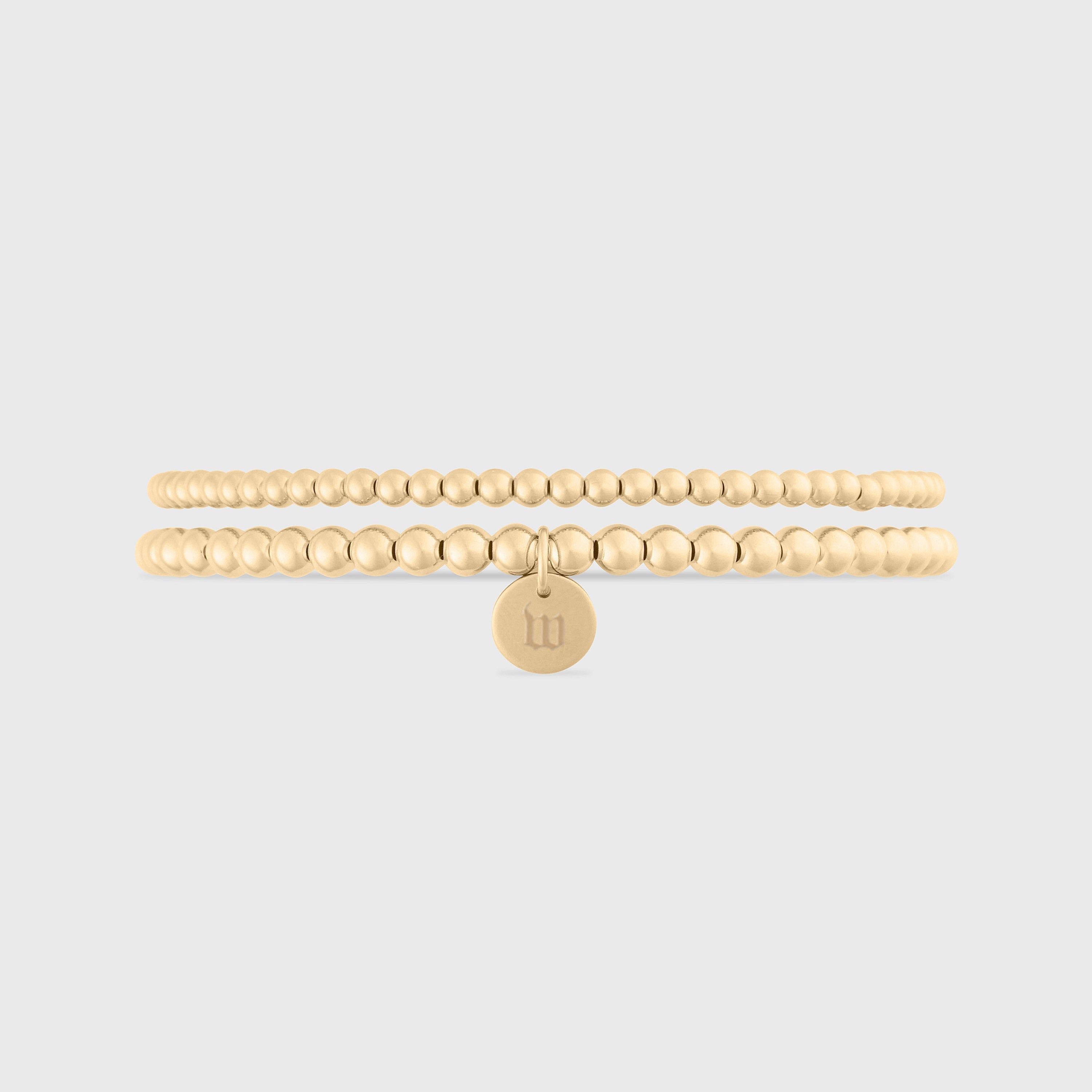 old english initial juno double bracelet stack (3+4mm)