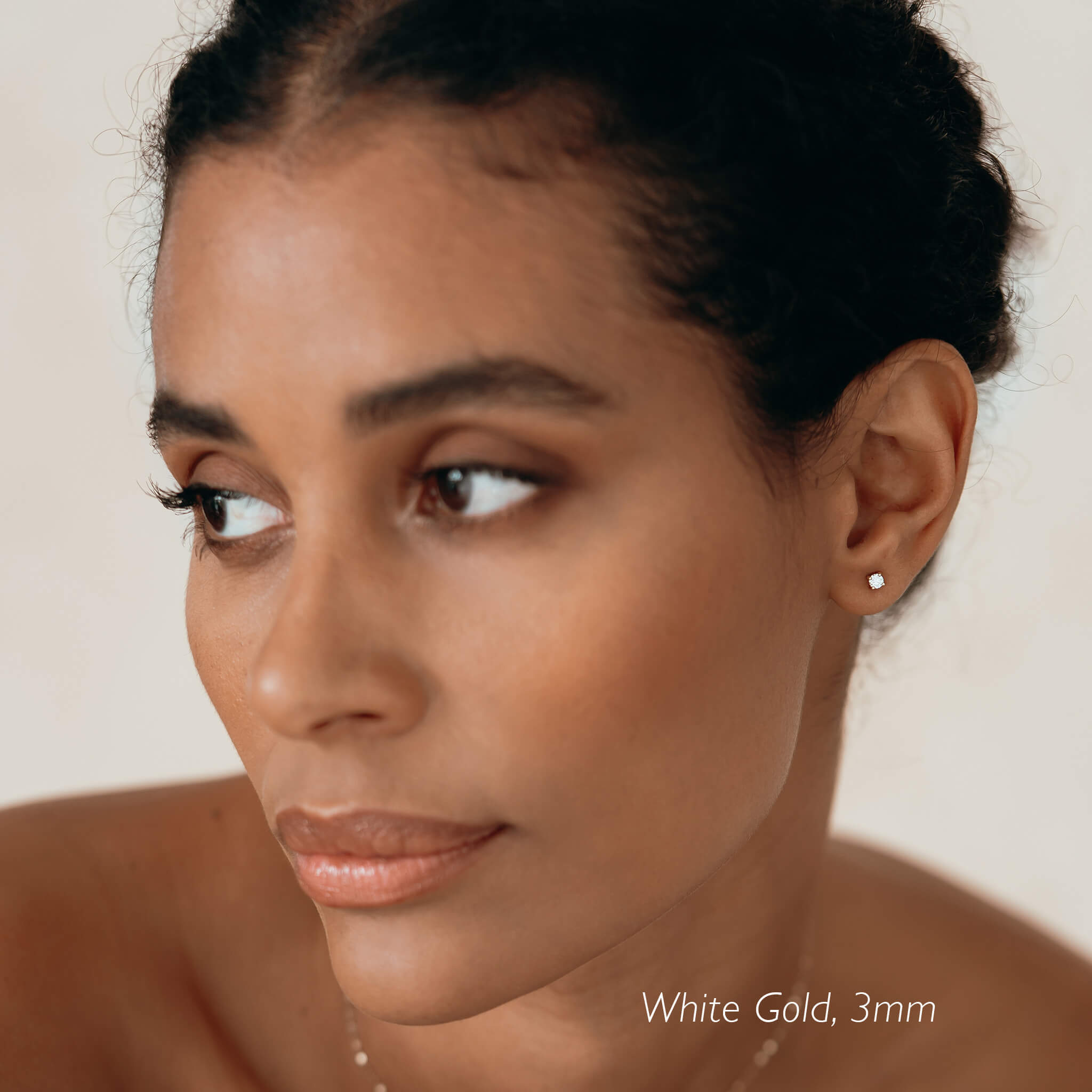 14k White Gold Diamond Stud Earrings 2.5mm - Aria