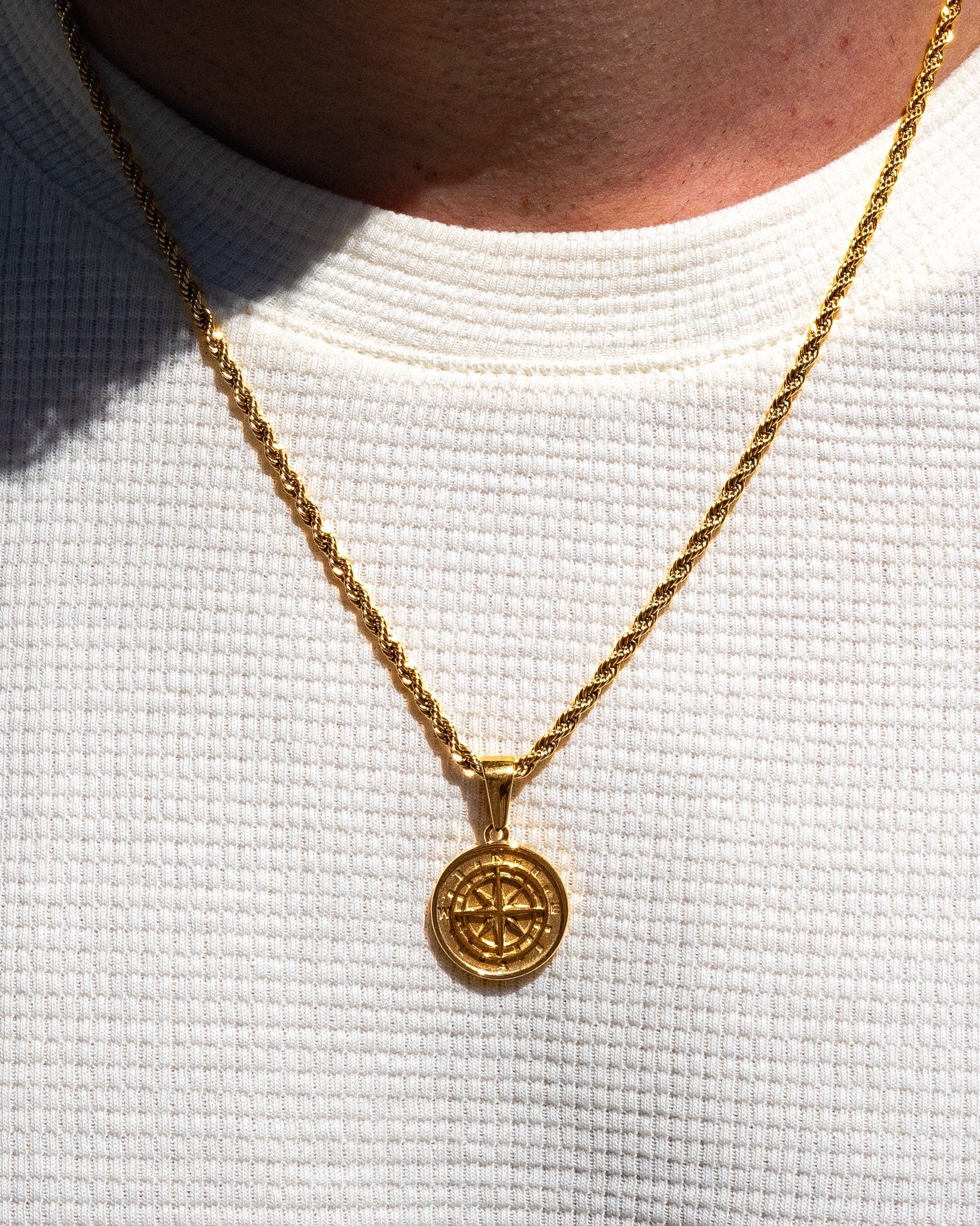 14K Gold Compass Pendant Necklace