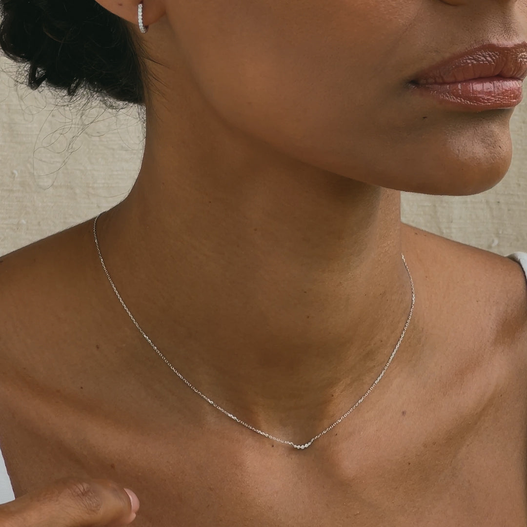 Diamond Curved Bar Necklace White Gold - Jemma