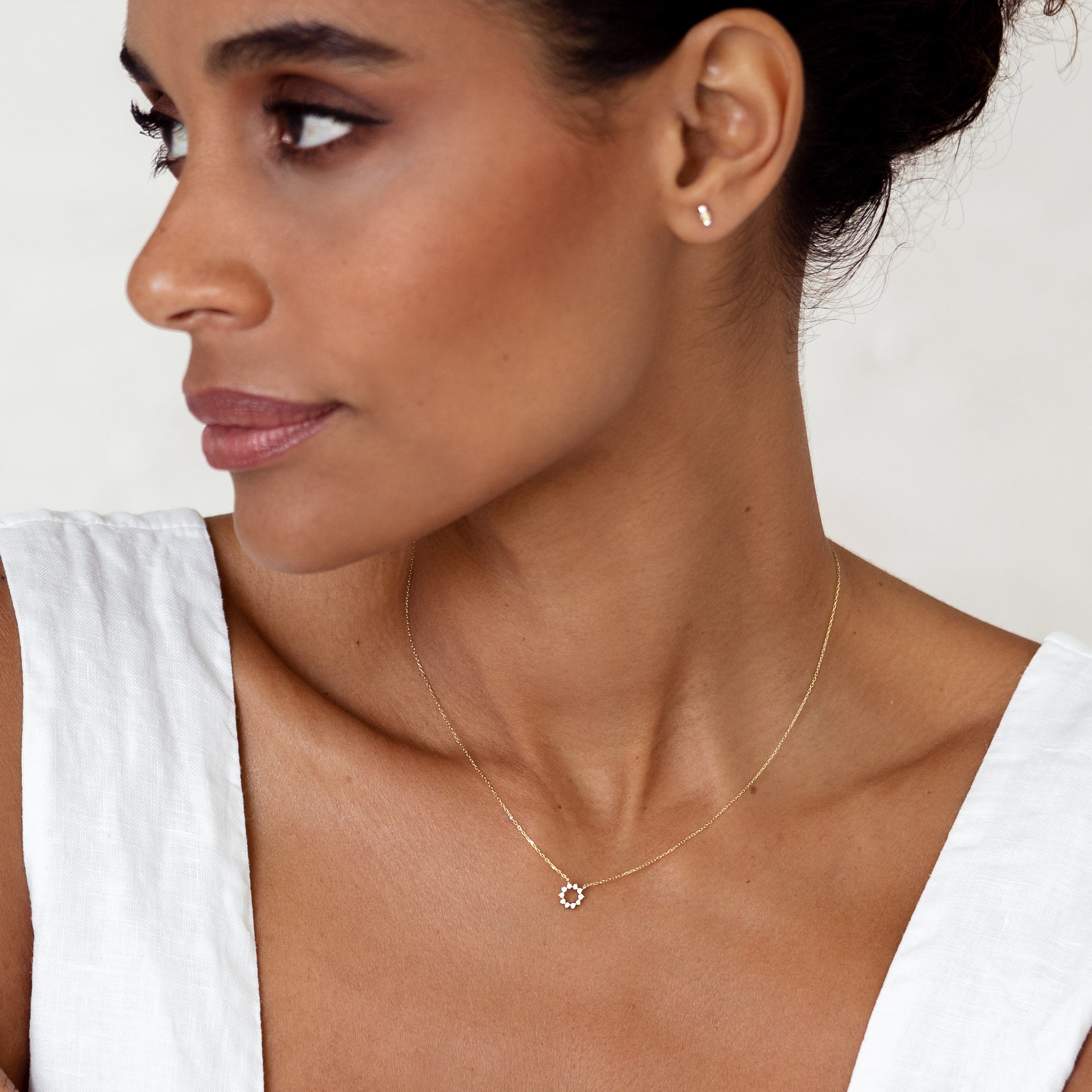 Diamond Sun Necklace 14k Gold - Lova