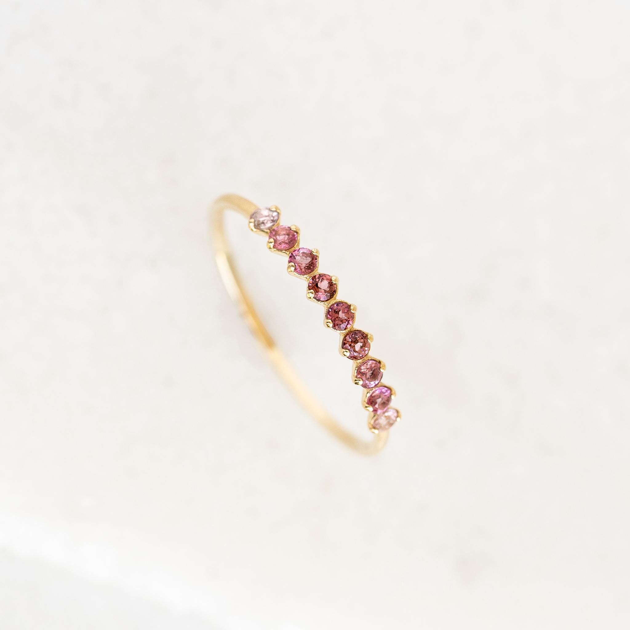 July Birthstone Ring 14k Gold - Ombre Tourmaline