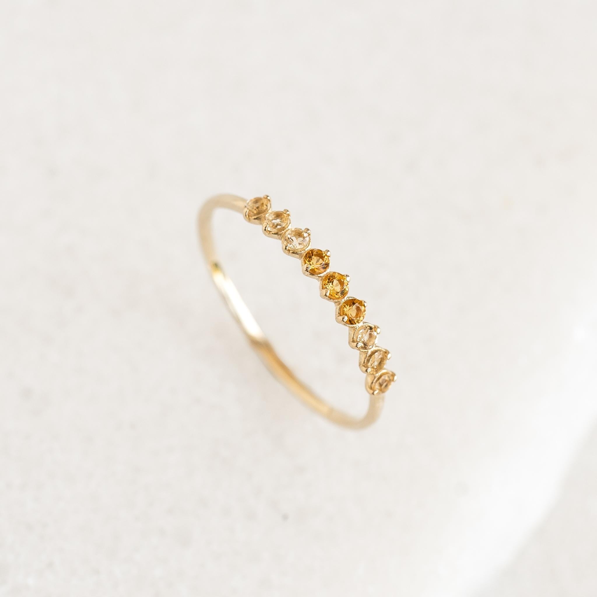 November Birthstone Ring 14k Gold - Ombre Citrine