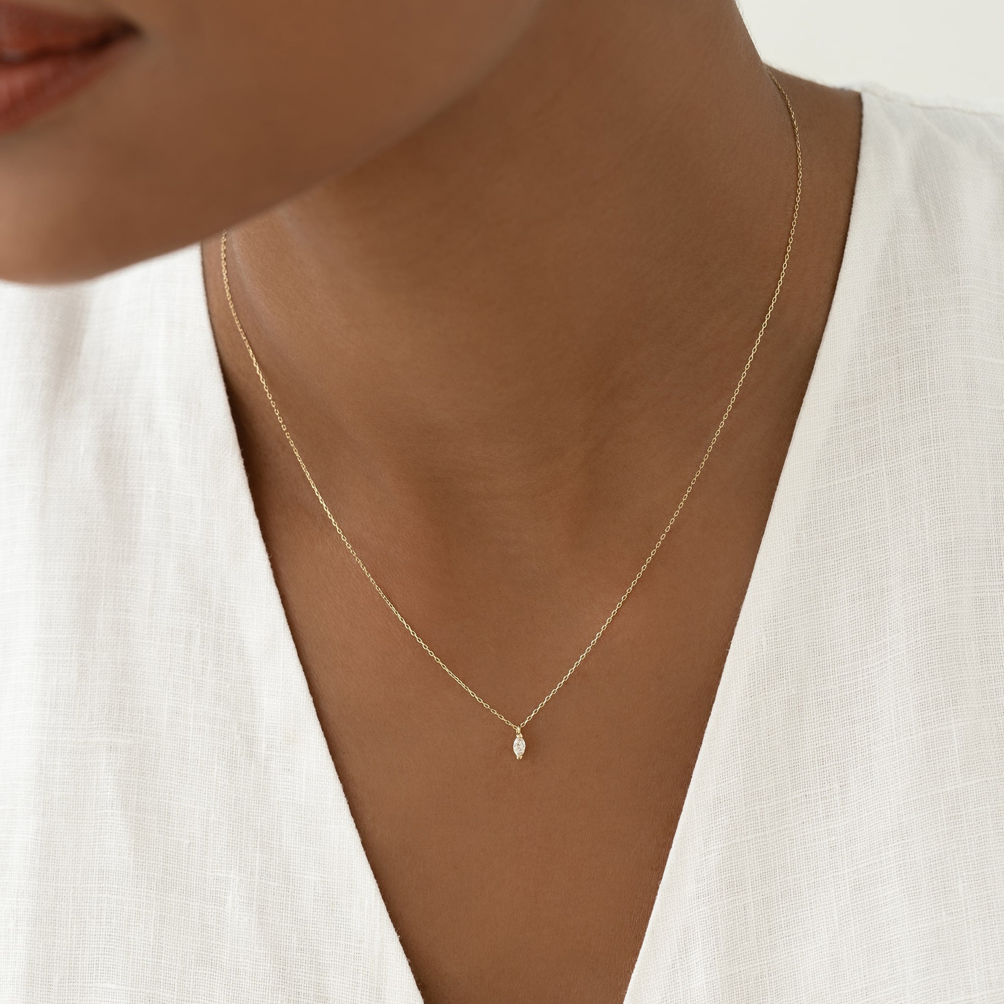 Marquise Diamond Necklace 14k Gold - Aletta