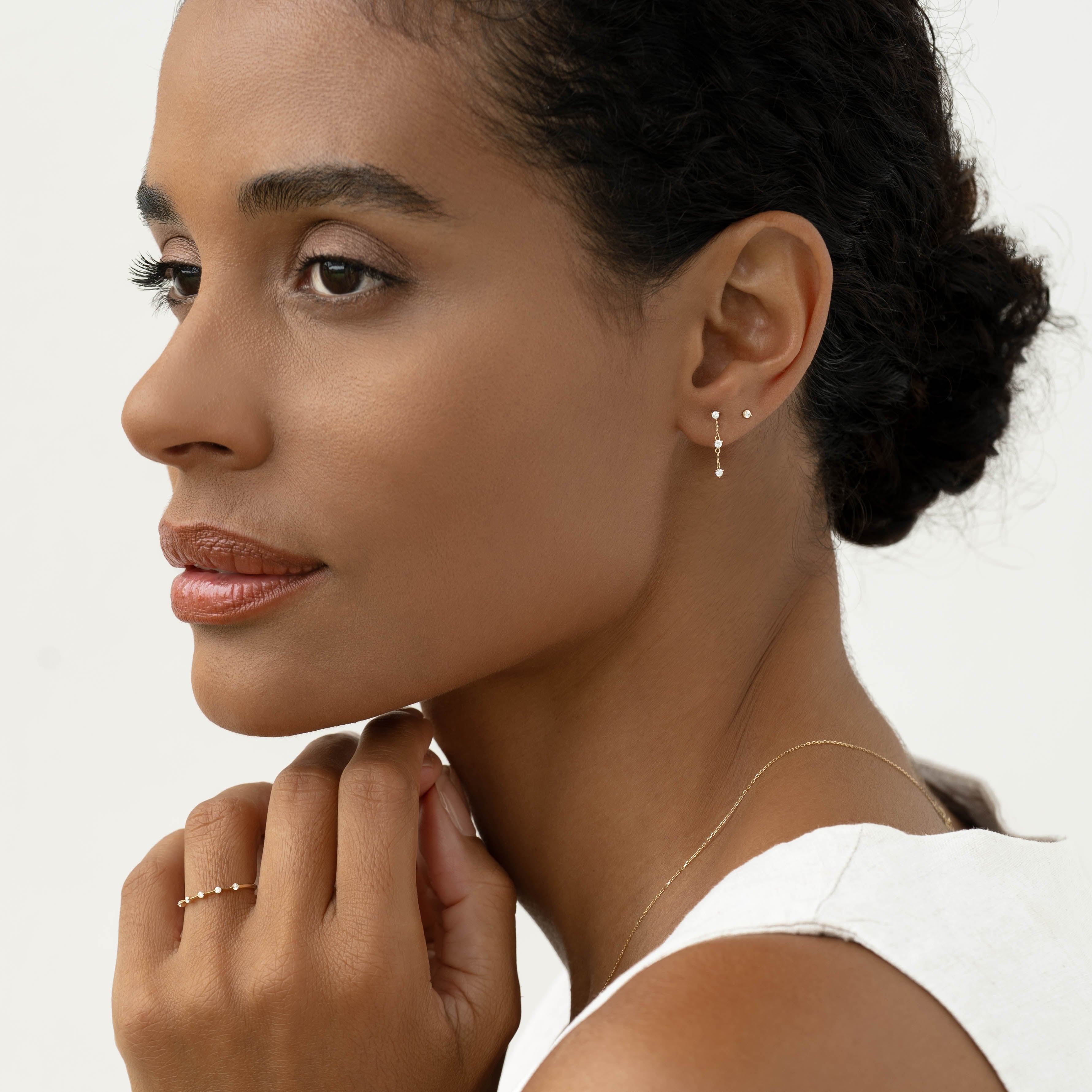 Diamond Drop Earrings 14k Gold - Alessia